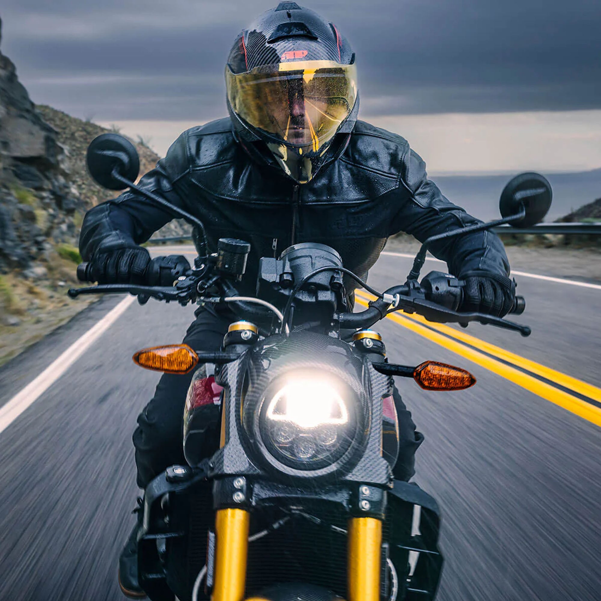 509 Mach V Carbon Commander Full Face Snowmobile Helmet Burner Red