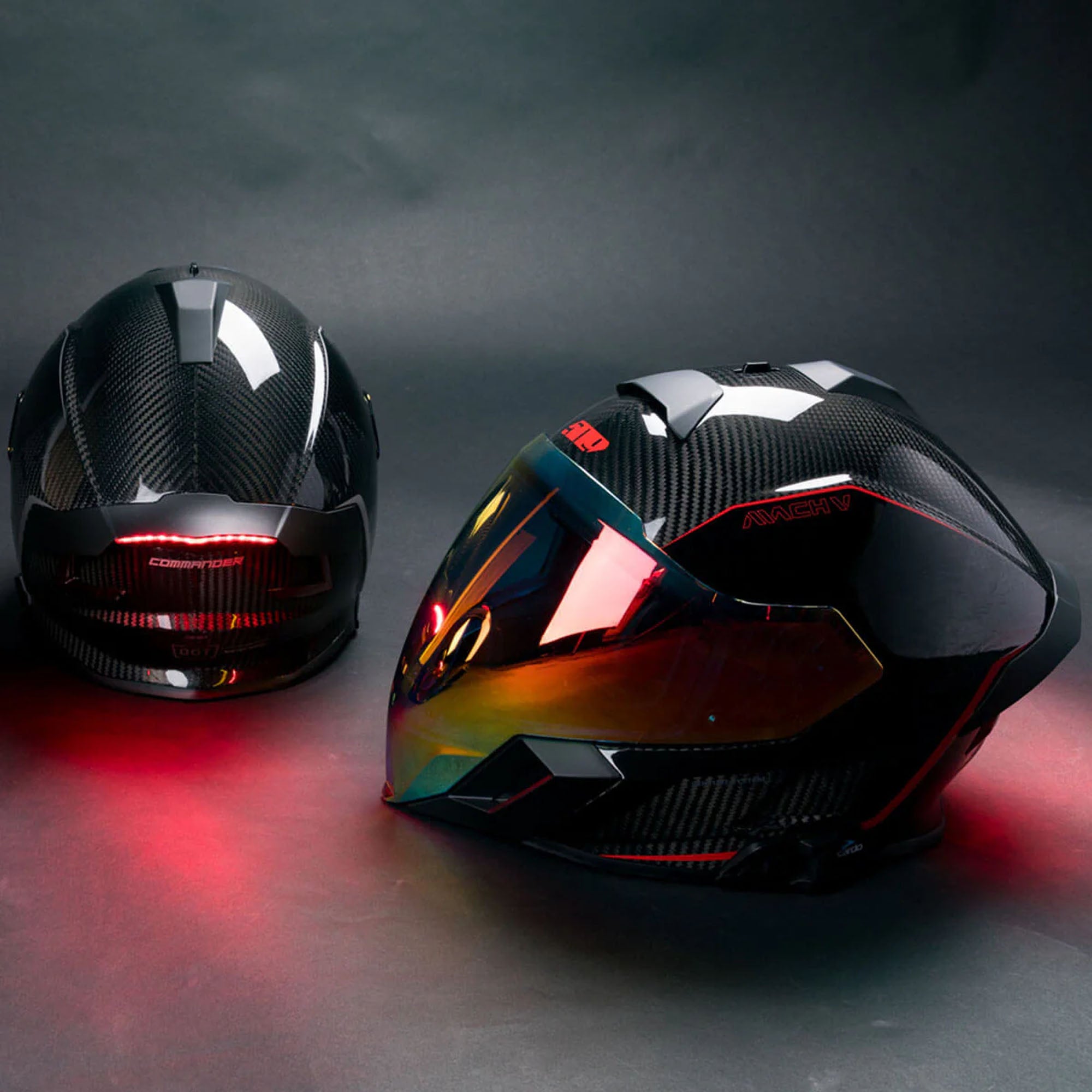 509 Mach V Carbon Commander Full Face Snowmobile Helmet Burner Red