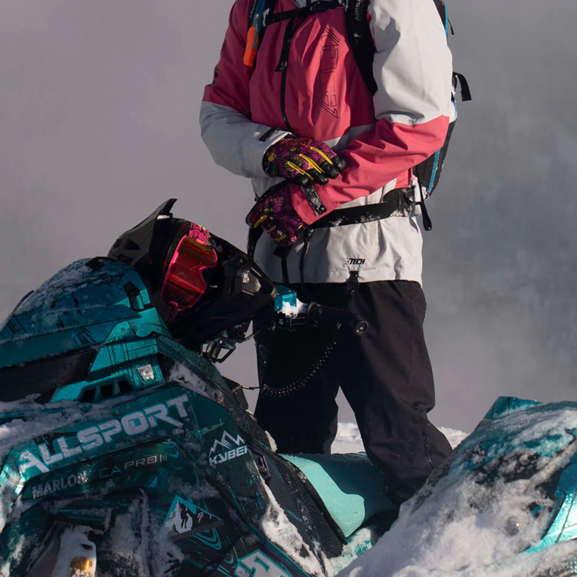 509 Freeride Standard Snowmobile Gloves Pink-Vis Floral