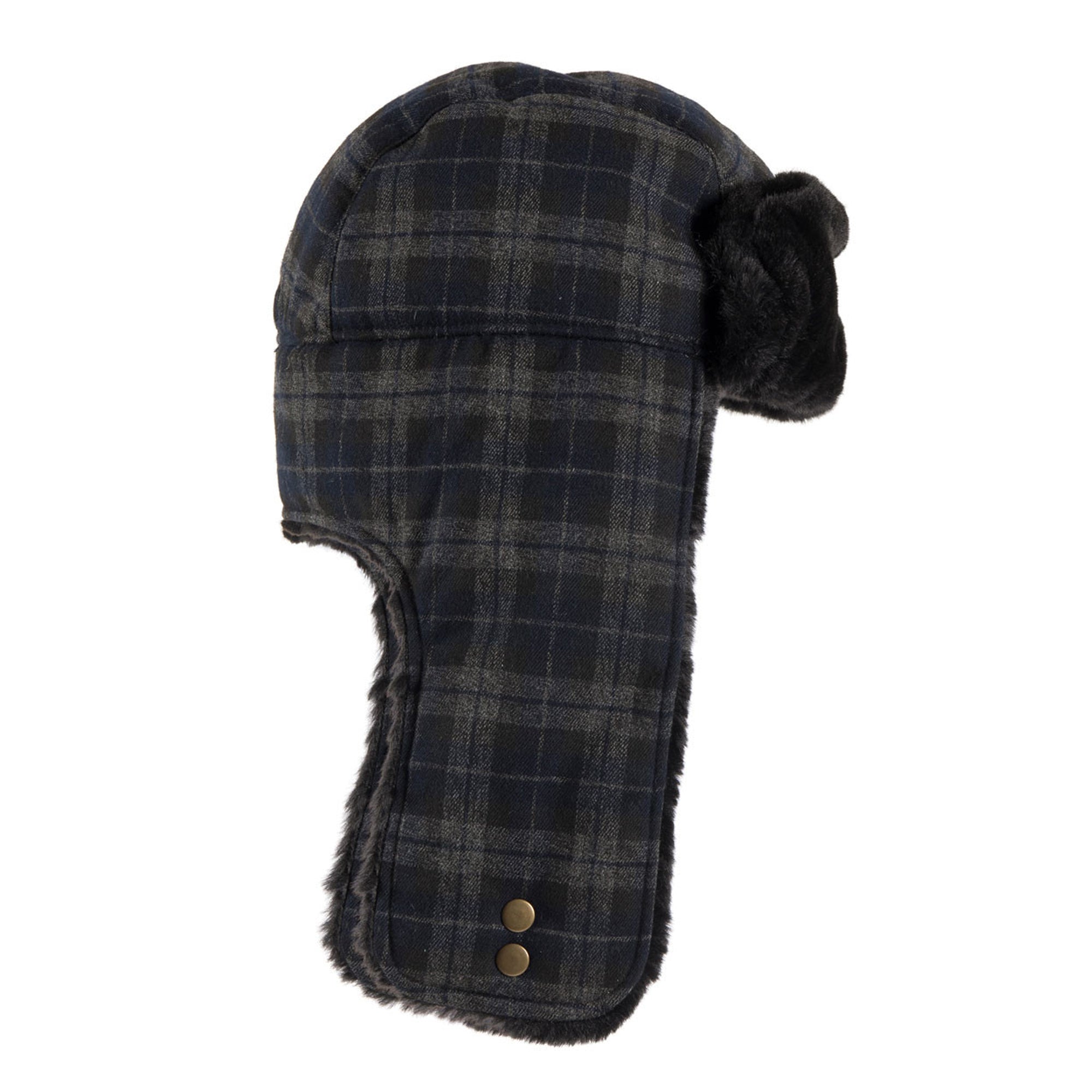 509  Trapper Hat Warm Long Faux Fur Earflaps Adjustable Snap Closure Winter Cap