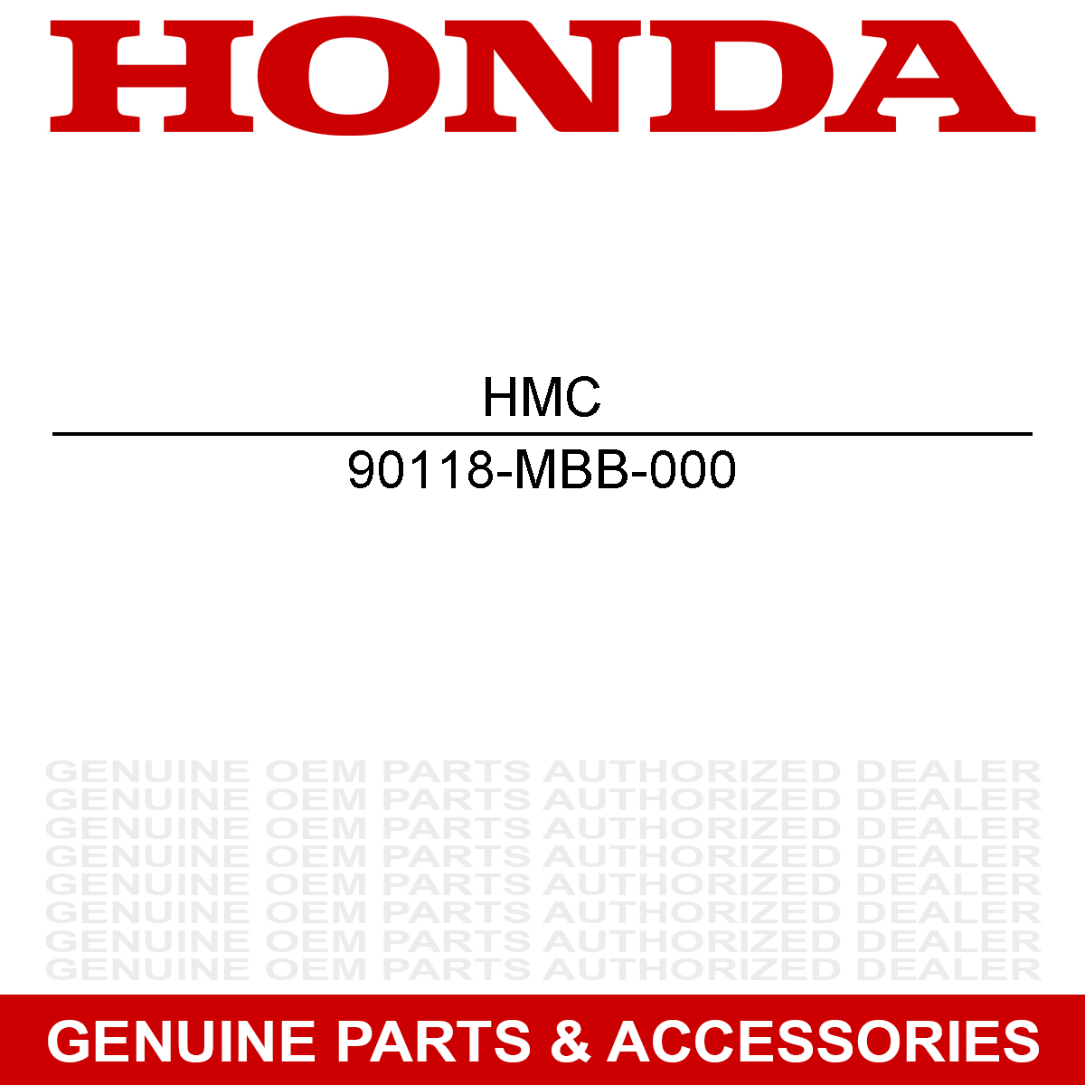 Honda 90118-MBB-000 Bolt Super RVT1000R Goldwing CBR600F4i 1000 1800 ABS Hawk Repsol