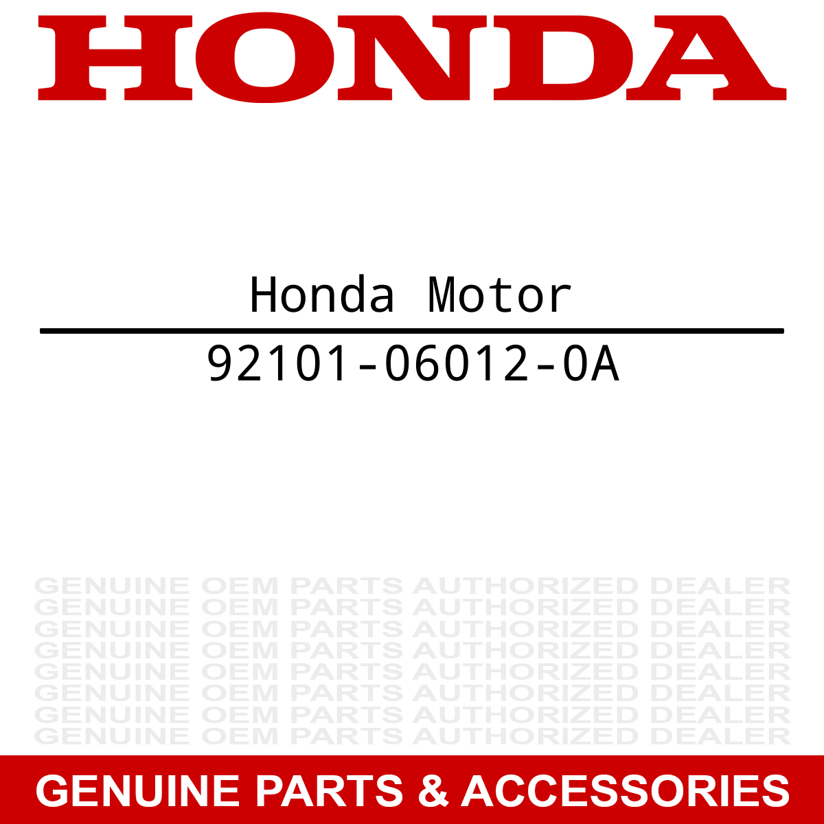Honda 92101-06012-0A Bolt XR80R XR650L XR200R XR100R 100 110 1100 125 1300
