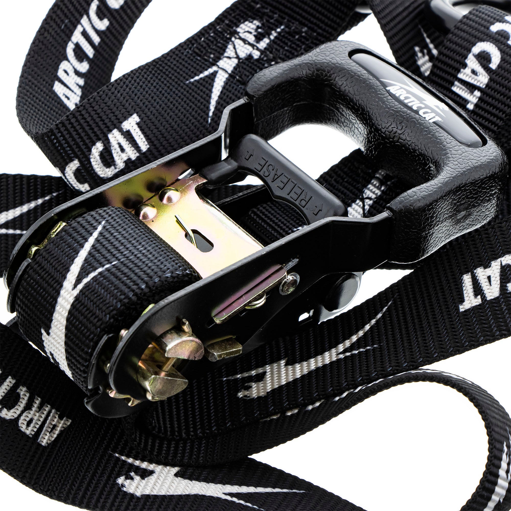 Arctic Cat 7639-183 Black Tie Down Ratchet Straps w Clip Spring Loaded S-Hooks