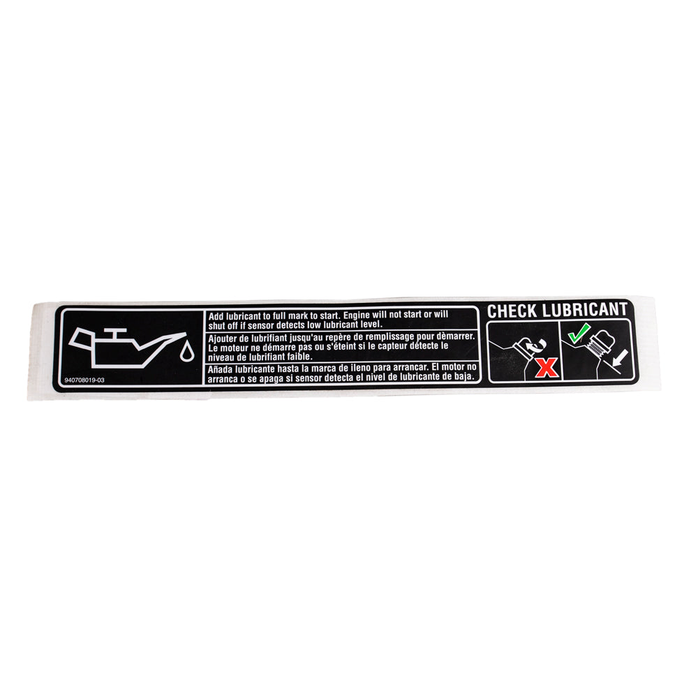 Ariens 20000864 Engine Lubricant Label GV907511 GV905011P GV905011 AR907511P