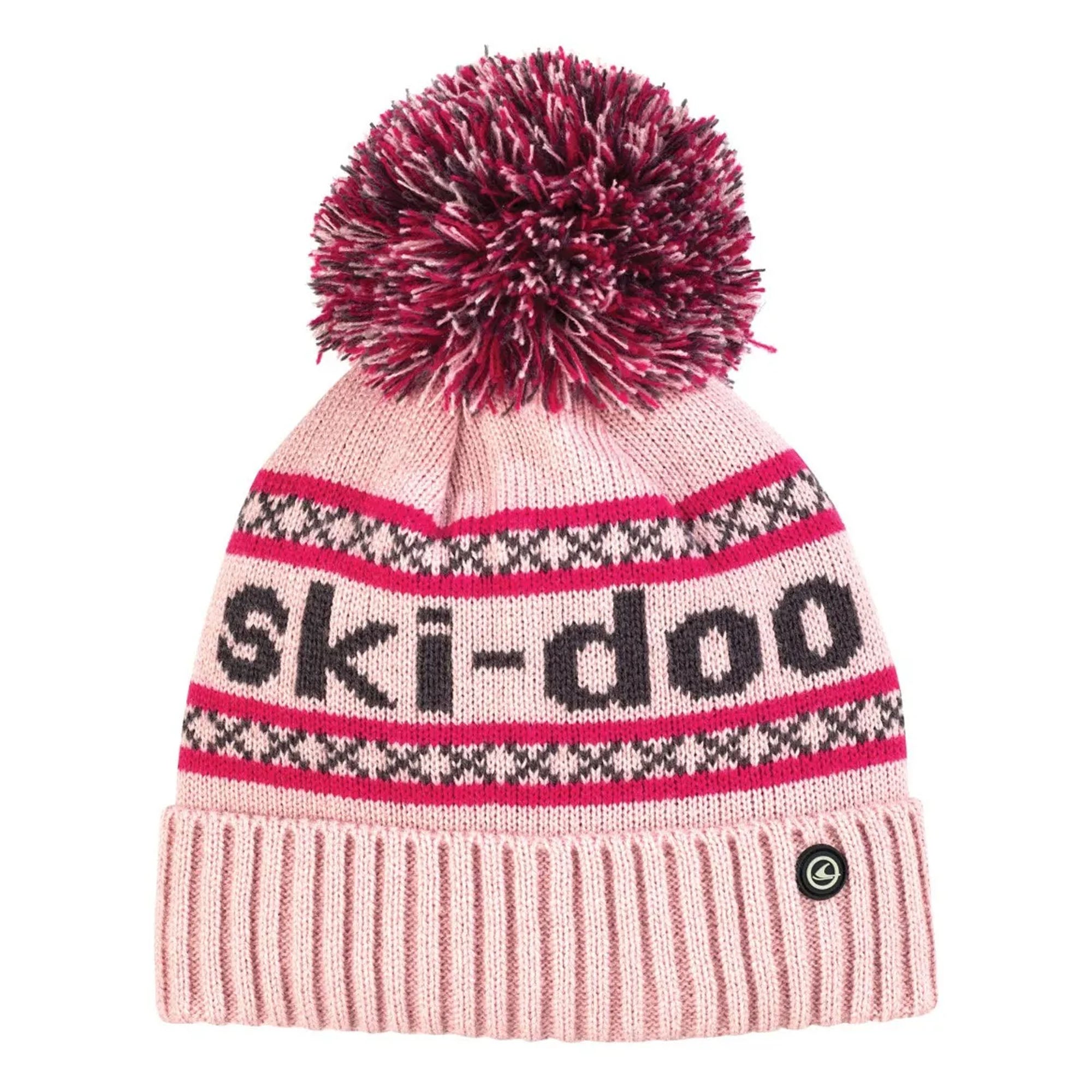 Ski-Doo  Kids Pom-Pom Snowmobile Beanie Snocross Warm Knitted Silicone Logo Patch - One