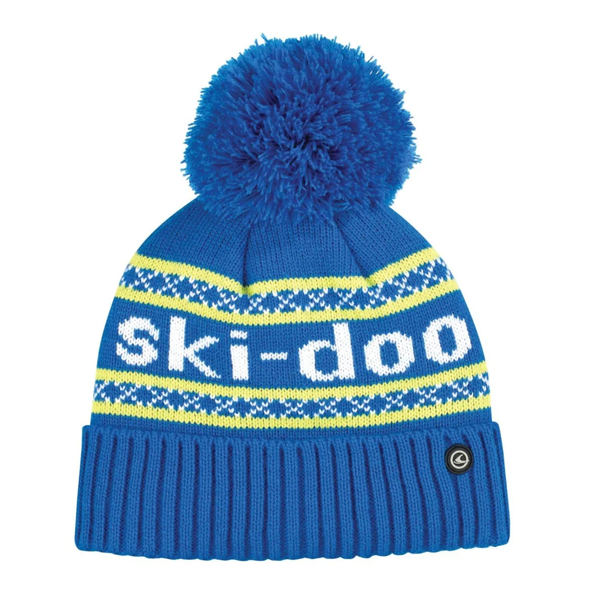 Ski-Doo  Kids Pom-Pom Snowmobile Beanie Snocross Warm Knitted Silicone Logo Patch - One