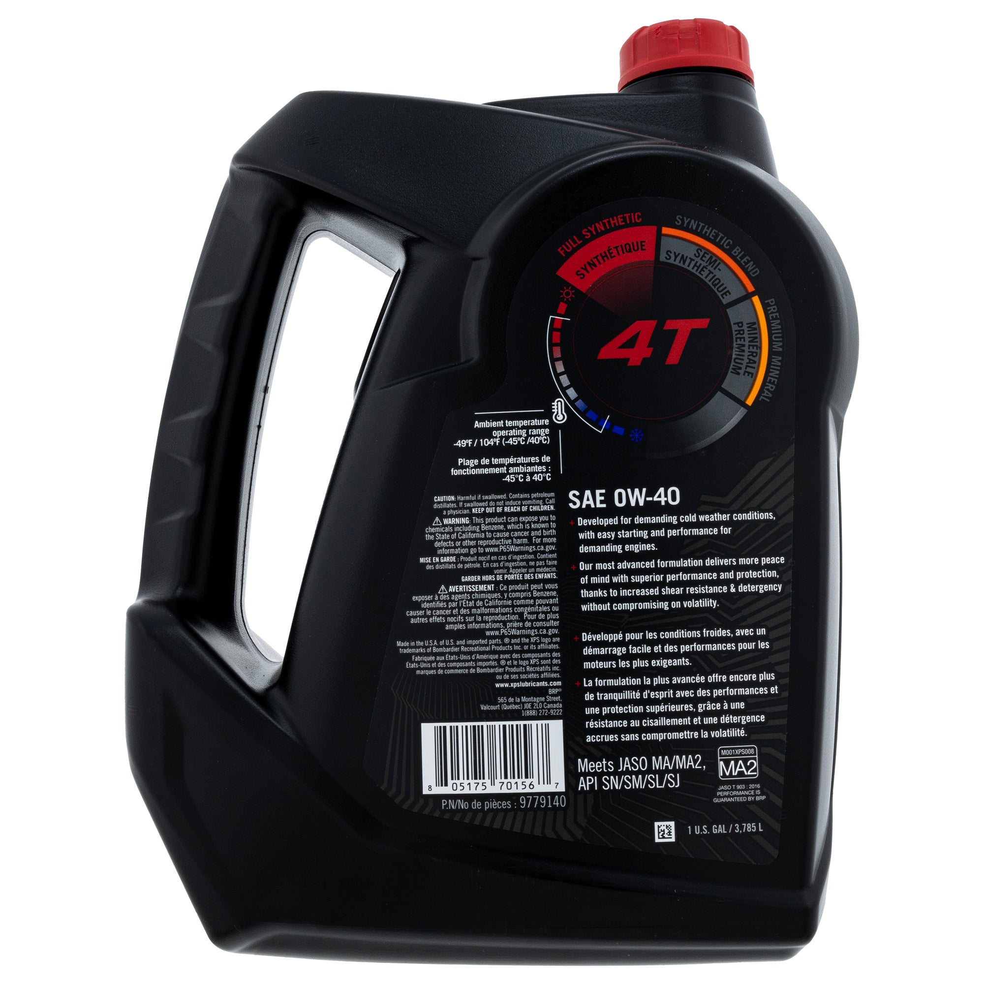 BRP 9779140 Can-Am 1 Gallon XPS 4-Stroke 0W-40 Full Synthetic Engine Oil Ski-Doo
