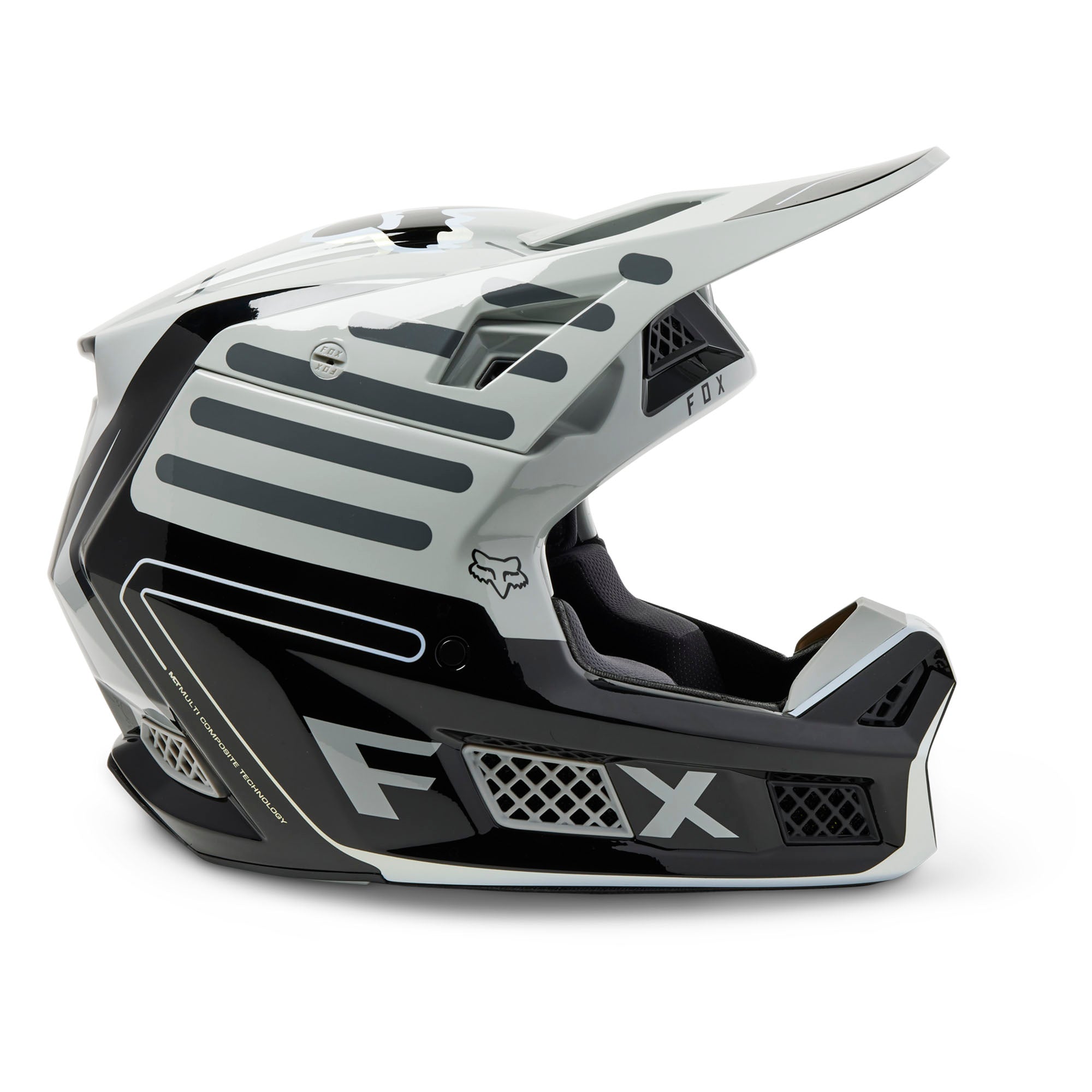 Fox Racing  V3 RS Ryaktr Helmet Lightweight Dual Density Vented System Steel Grey FMVSS