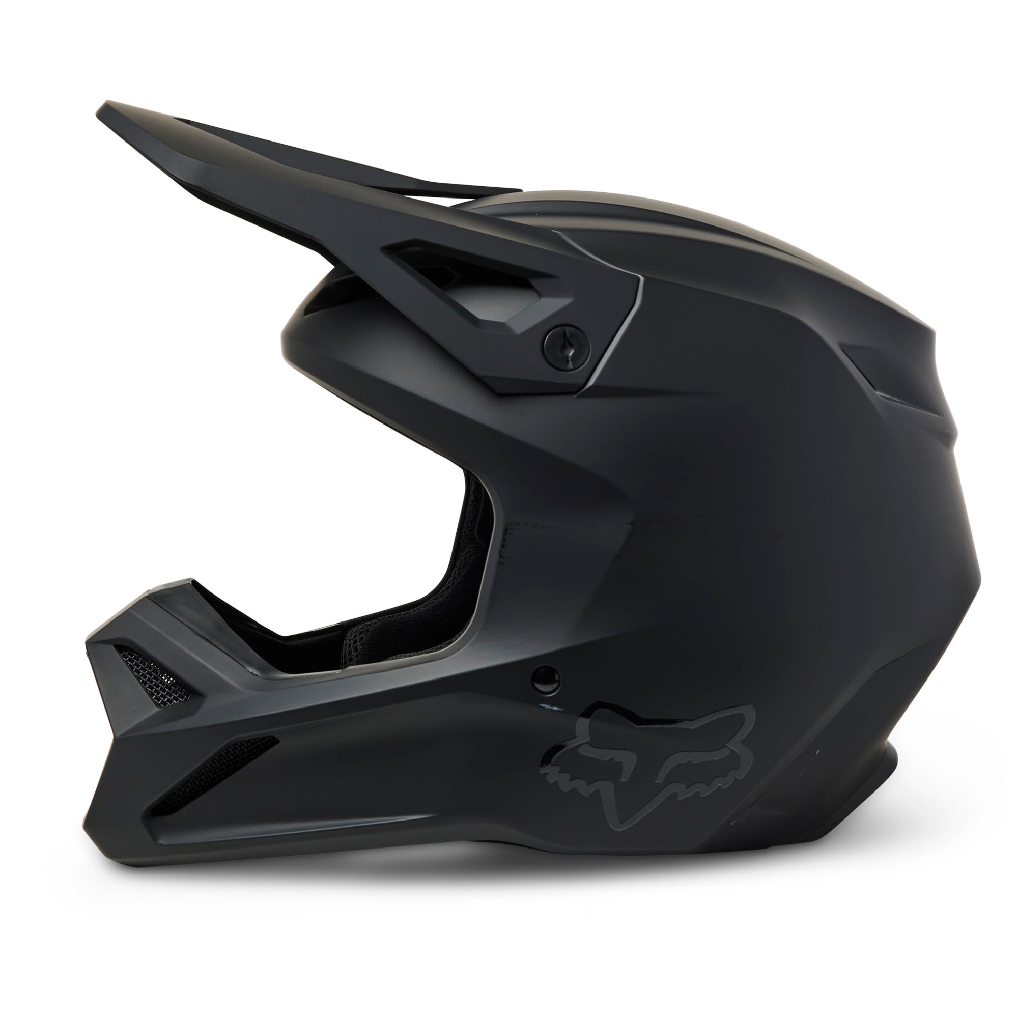 Fox Racing V1 Solid Motocross Helmet Matte Black Offroad MotoX Mouth