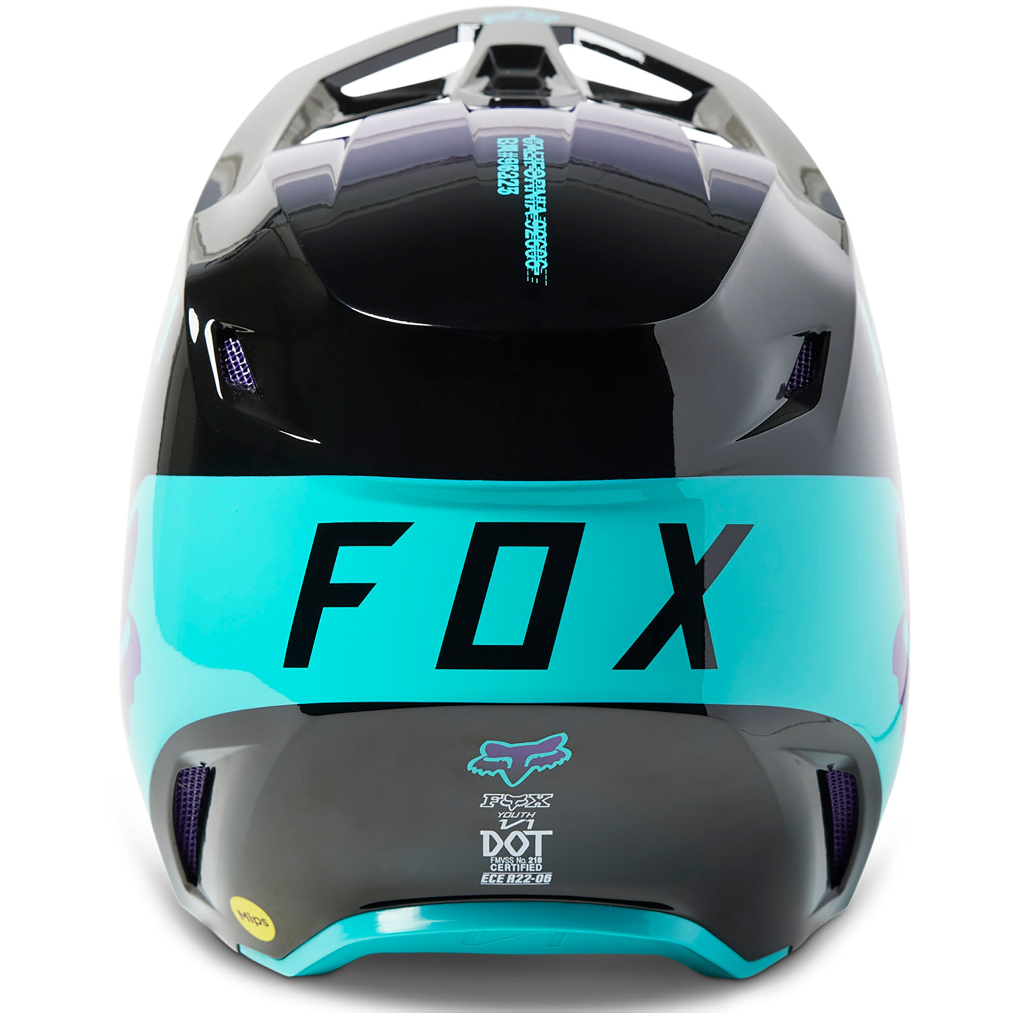 Fox Racing Youth V1 Toxsyk Open Face Offroad Helmet Black Blue