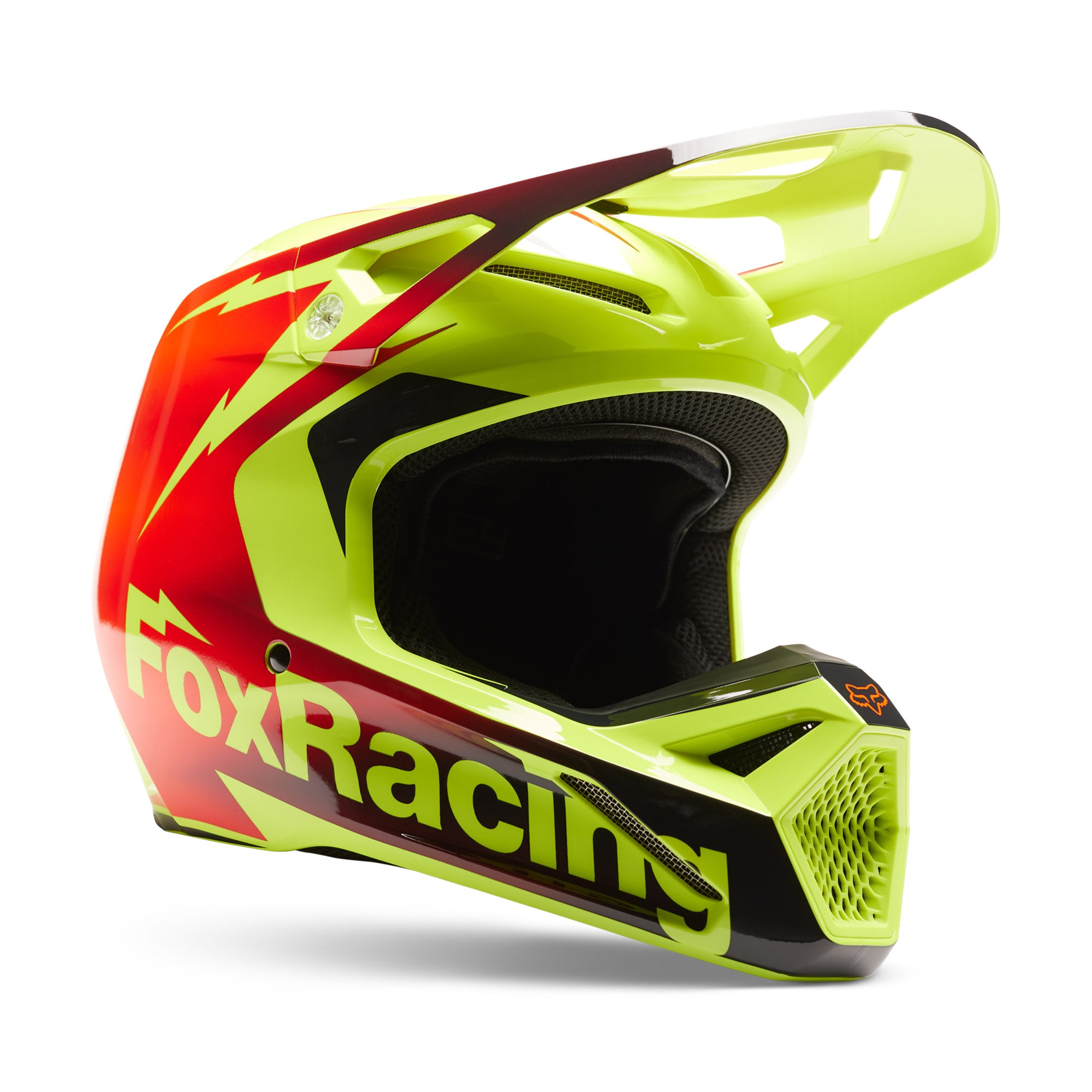 Fox Racing V1 Statk Open Face Offroad Helmet Red/Yellow
