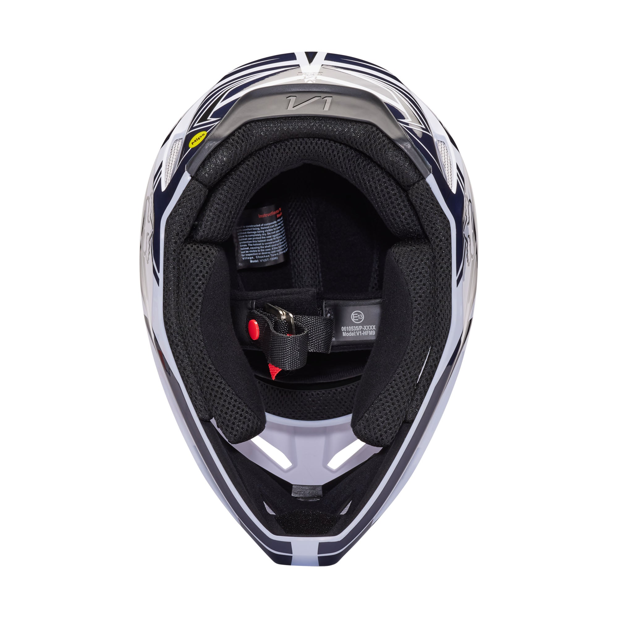 Fox Racing  V1 GOAT Strafer Helmet Adjustable Optimum Airflow Vent System Navy FMVSS 218