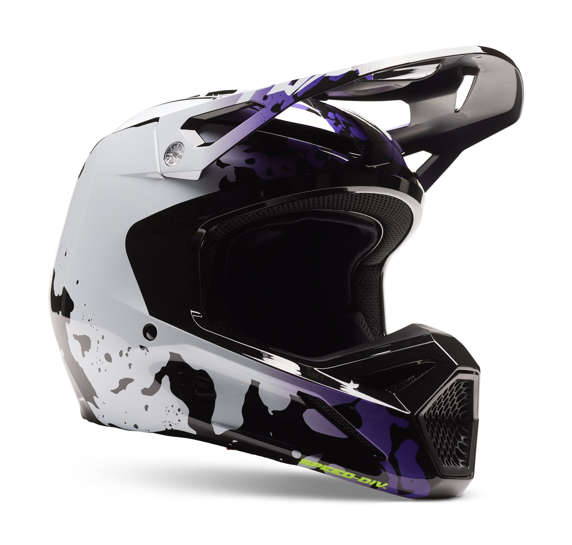 Fox Racing  Youth V1 Morphic Helmet Lightweight Vented Steel D-Ring FMVSS 218 Black White