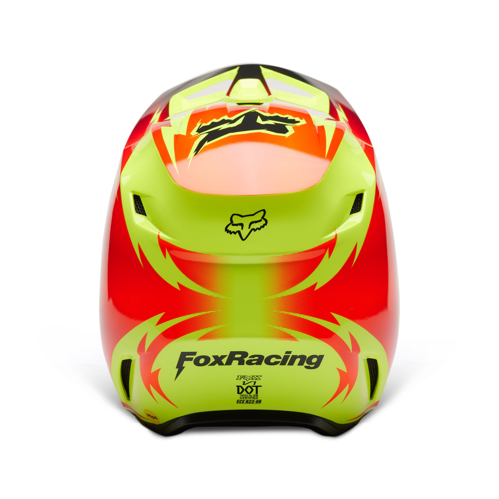 Fox Racing  Youth V1 Statk Helmet Lightweight Ventilated Steel D-Ring FMVSS 218 Red Yellow