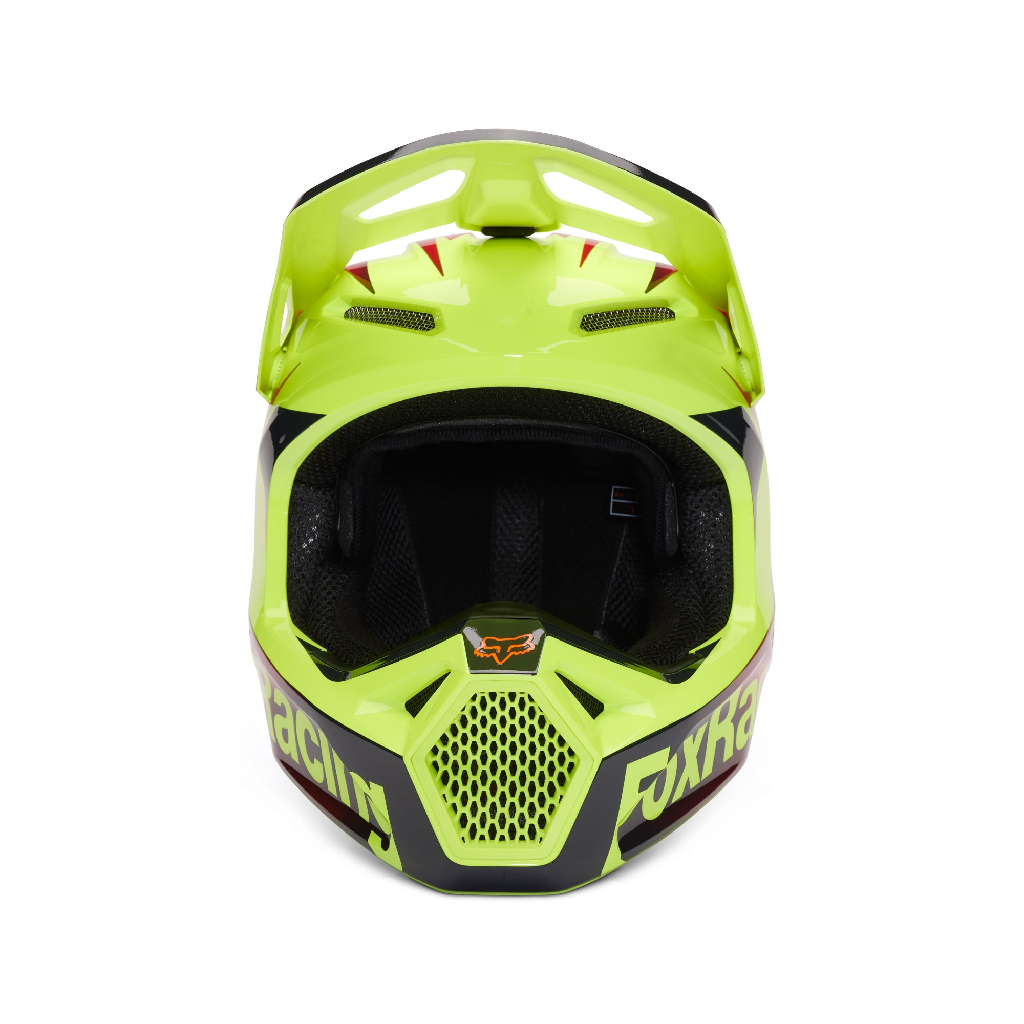 Fox Racing  Youth V1 Statk Helmet Lightweight Ventilated Steel D-Ring FMVSS 218 Red Yellow