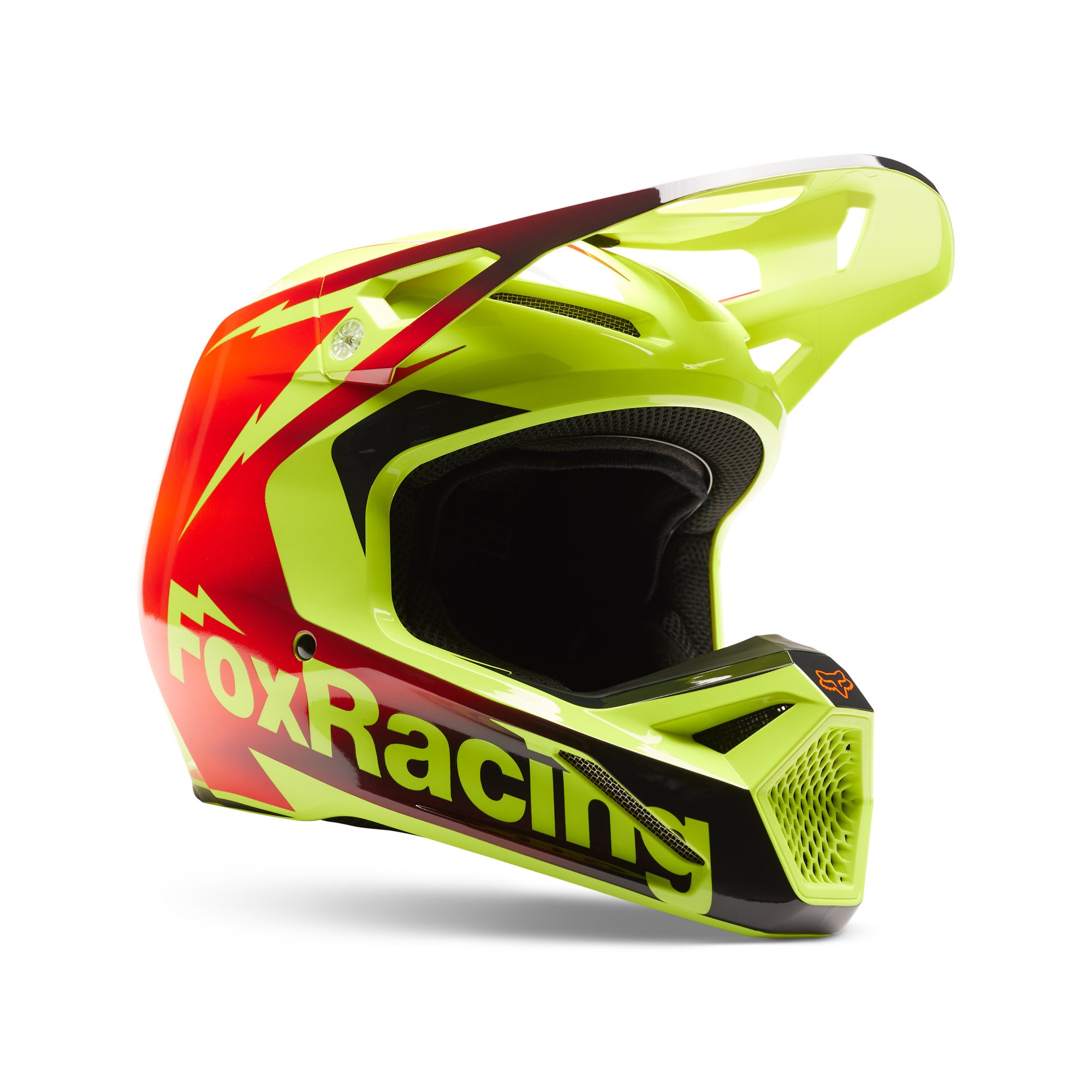 Fox Racing  Youth V1 Statk Helmet Lightweight Ventilated Steel D-Ring FMVSS 218 Red Yellow