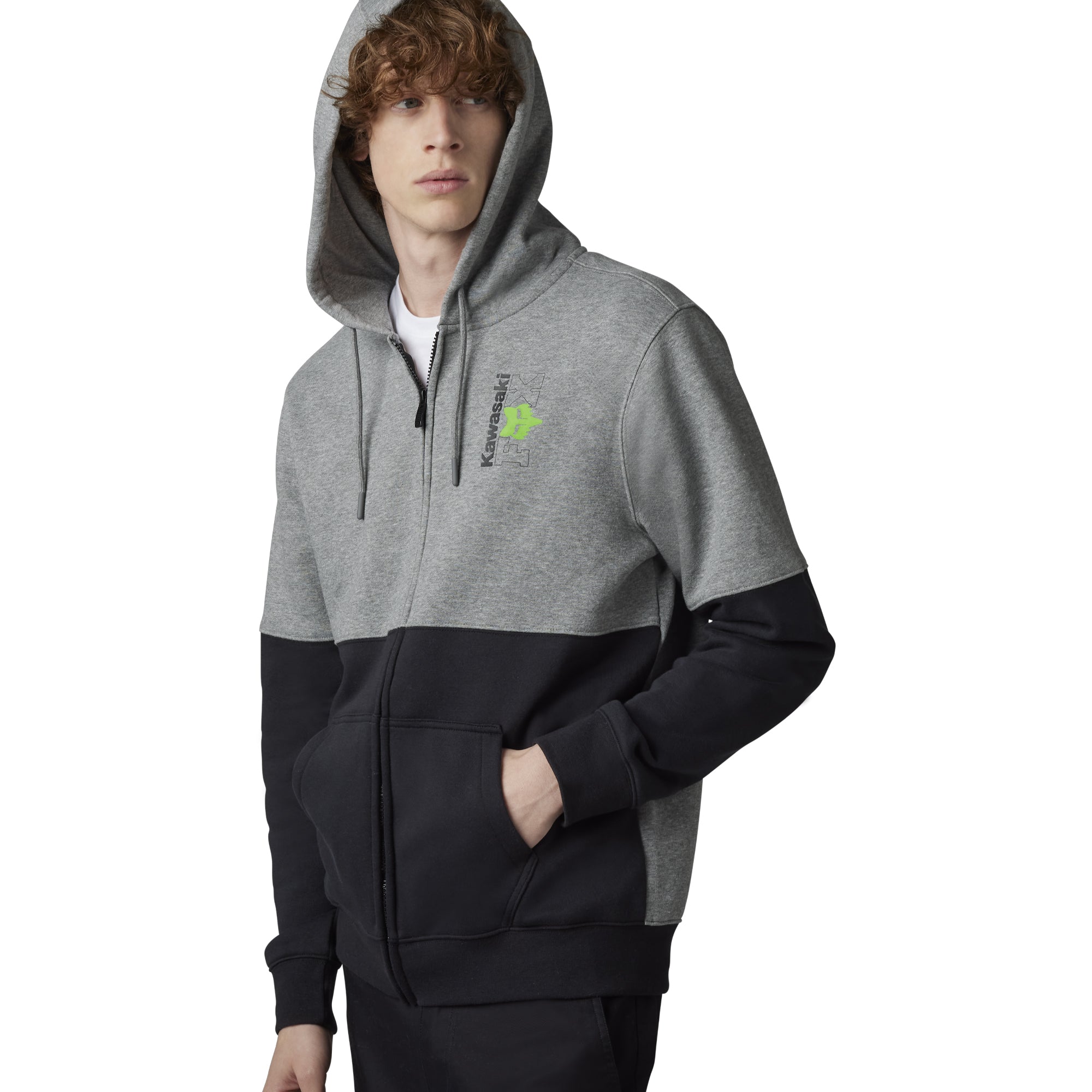 Fox Racing Kawasaki Zip Hoodie Heather Graphite Grey