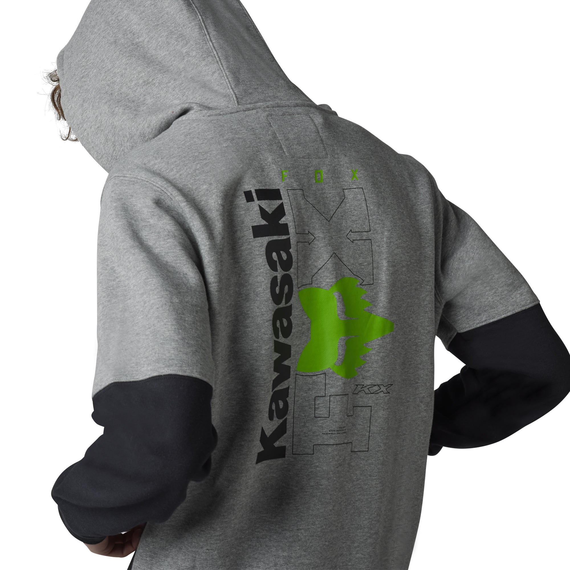 Fox Racing Kawasaki Zip Hoodie Heather Graphite Grey