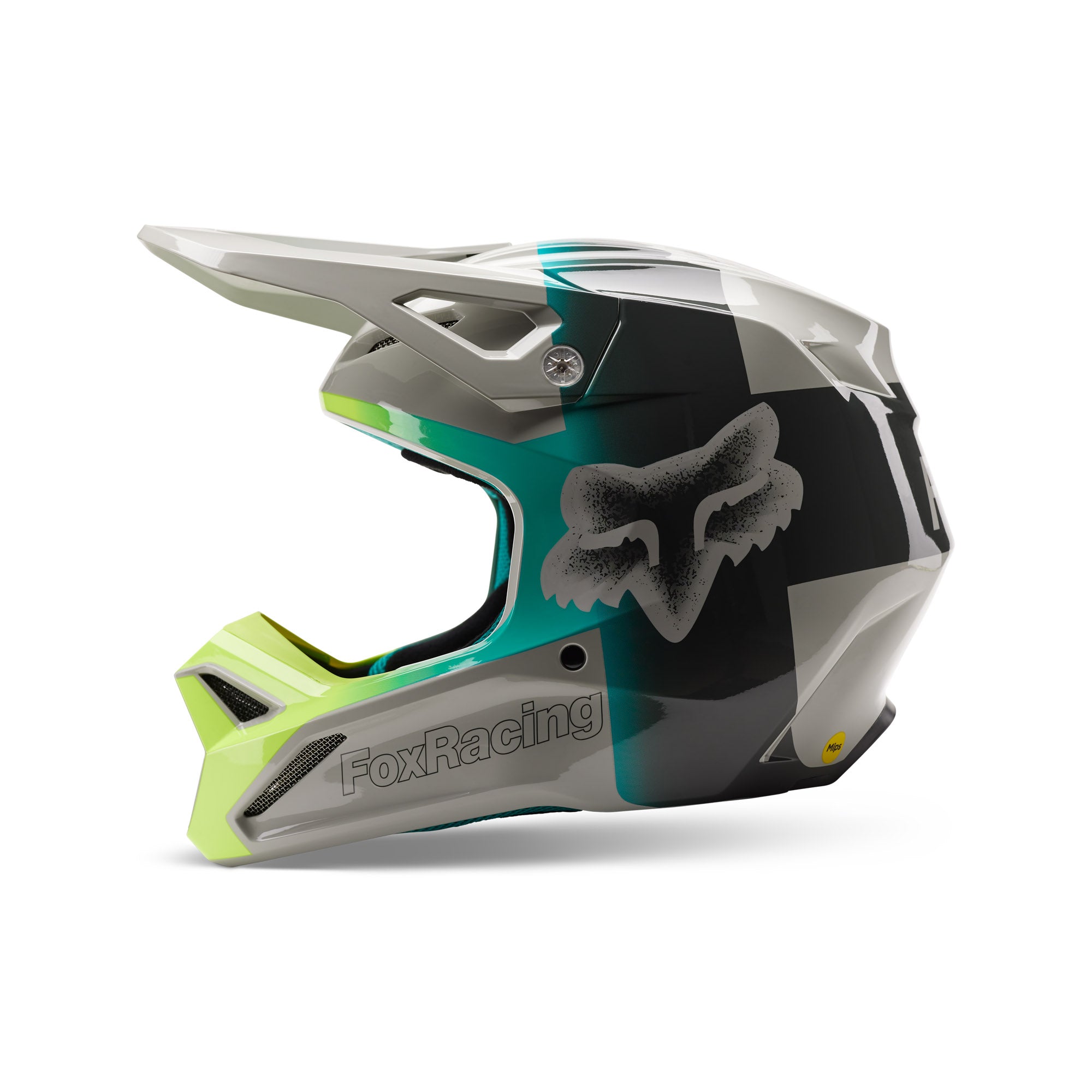 Fox Racing V1 Horyzn Open Face Offroad Helmet Light Grey