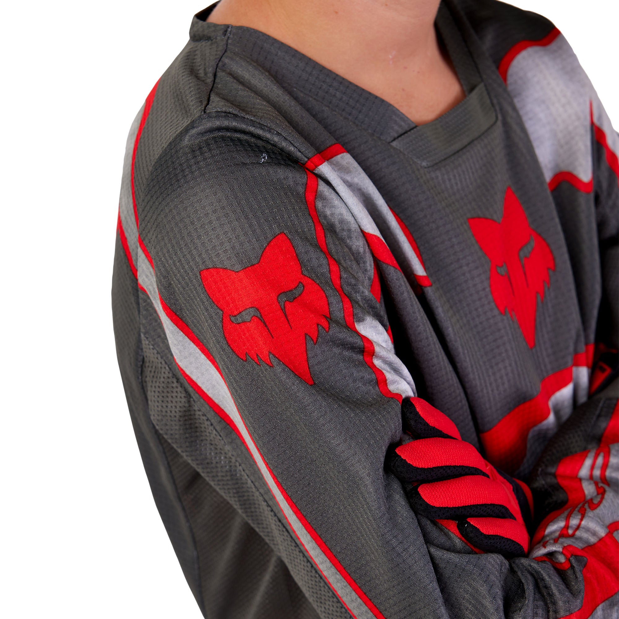 Fox Racing  Youth 180 Atlas Offroad Jersey Moisture Wicking Comfort Grey Red