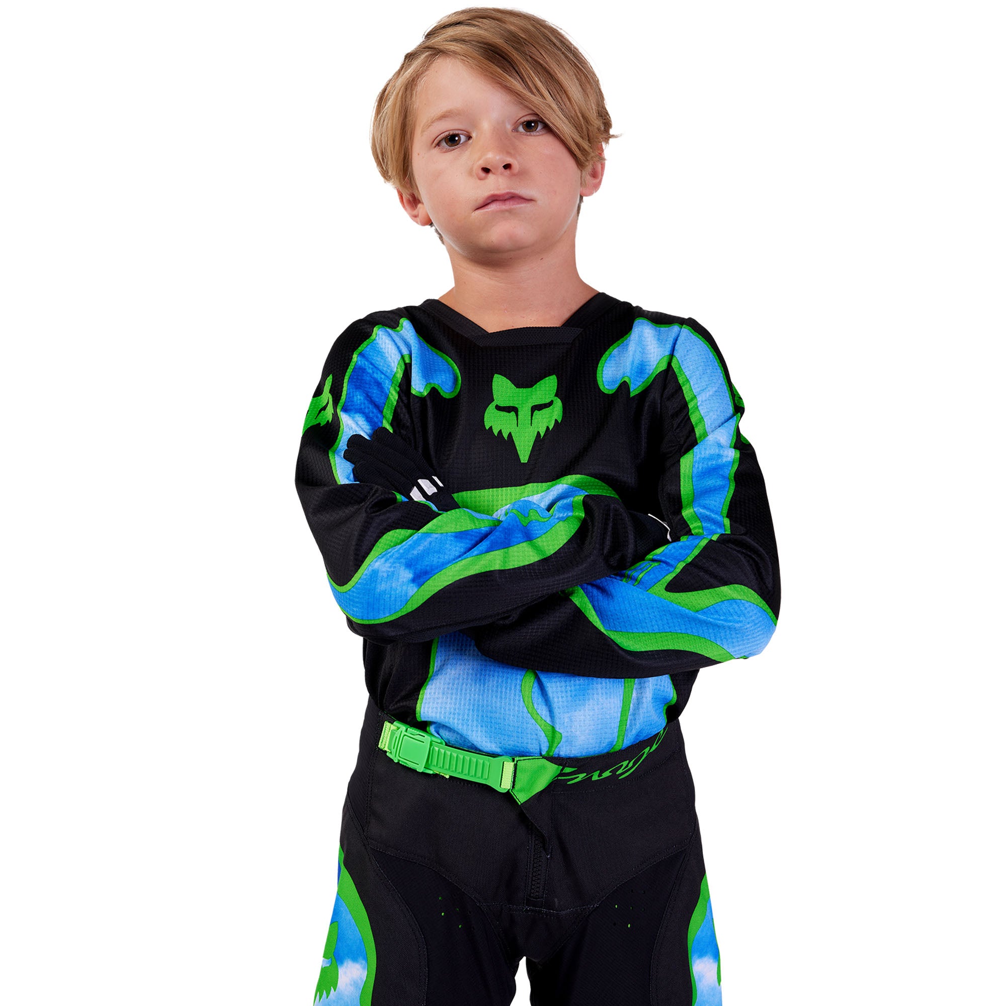 Fox Racing  Youth 180 Atlas Offroad Jersey Moisture Wicking Comfort Black Green