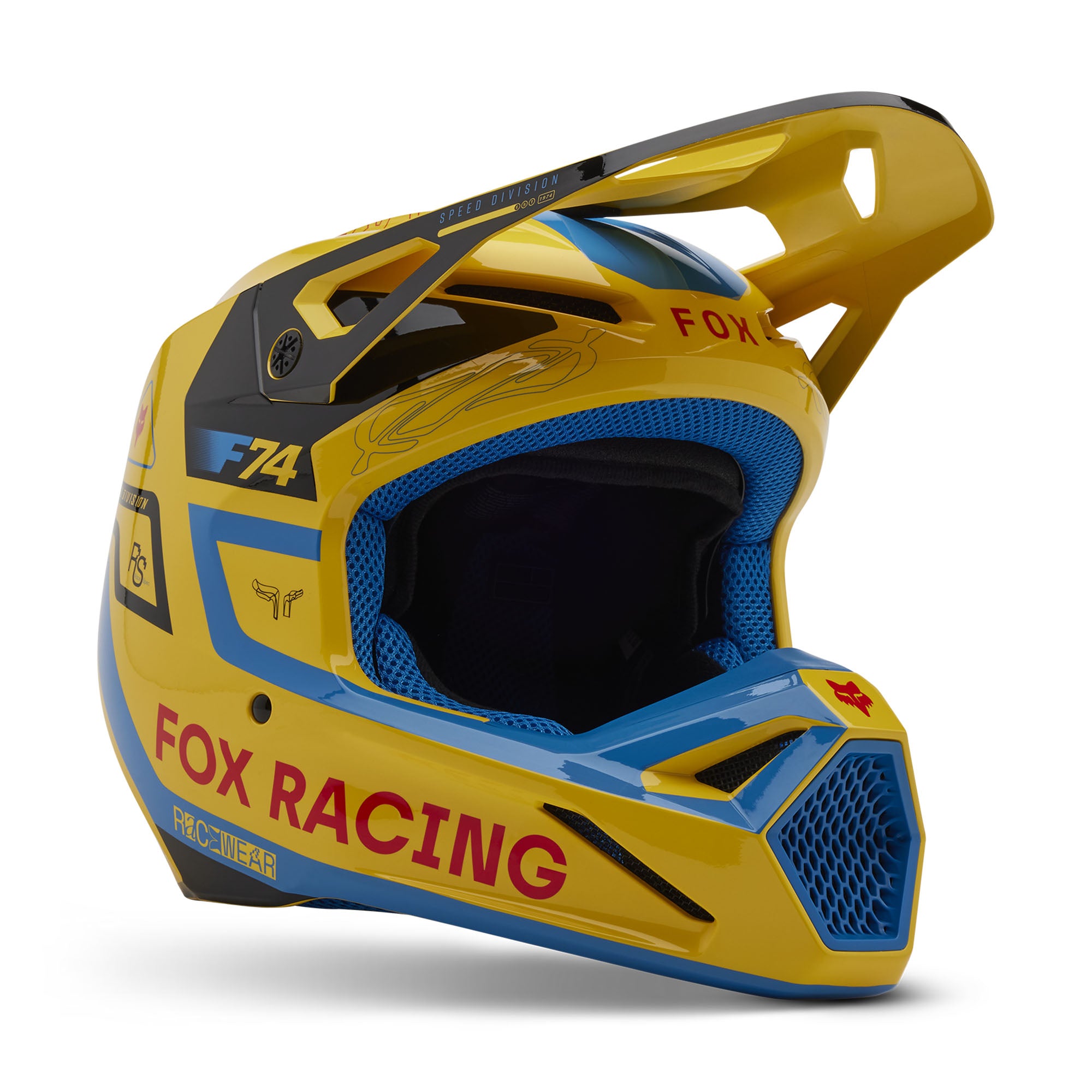 Fox Racing V1 Race Spec Open Face Offroad Helmet Pale Yellow