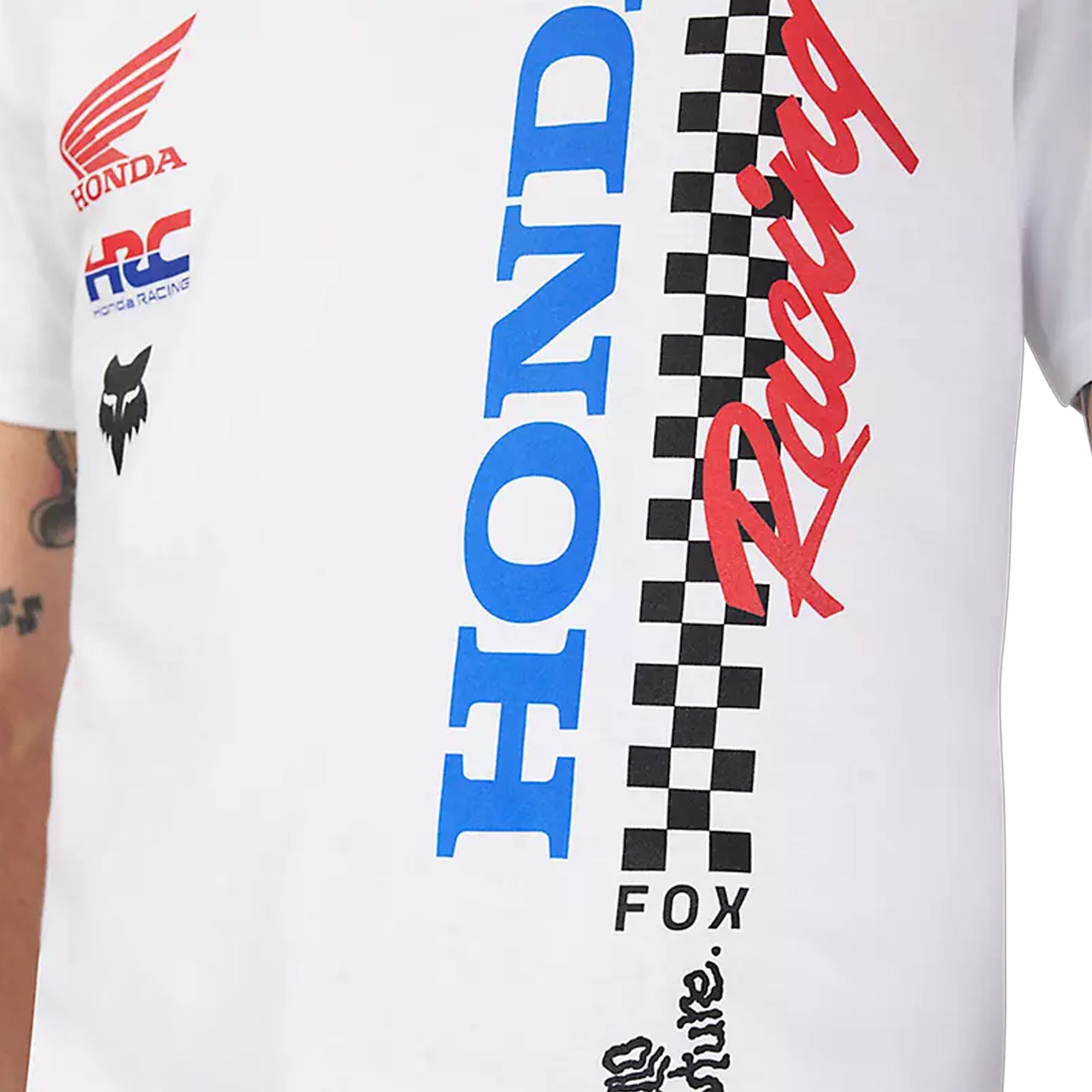 Fox Racing  Optic White Honda Tee Shirt Lightweight Comfortable Fine-Knit Fabric