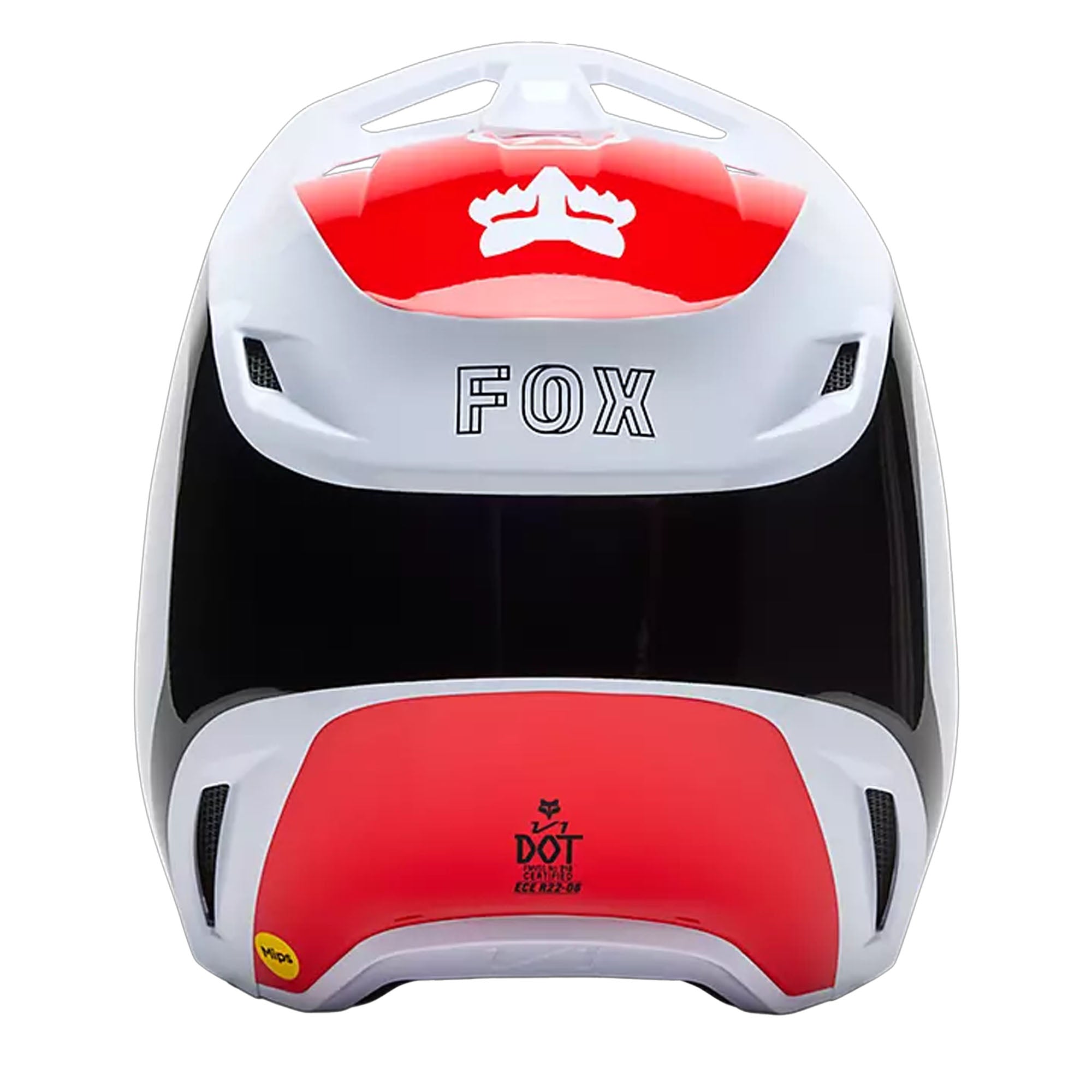 Fox Racing  V1 Flow Helmet Mips Lightweight ABS Ventilated Shell White Red FMVSS 218