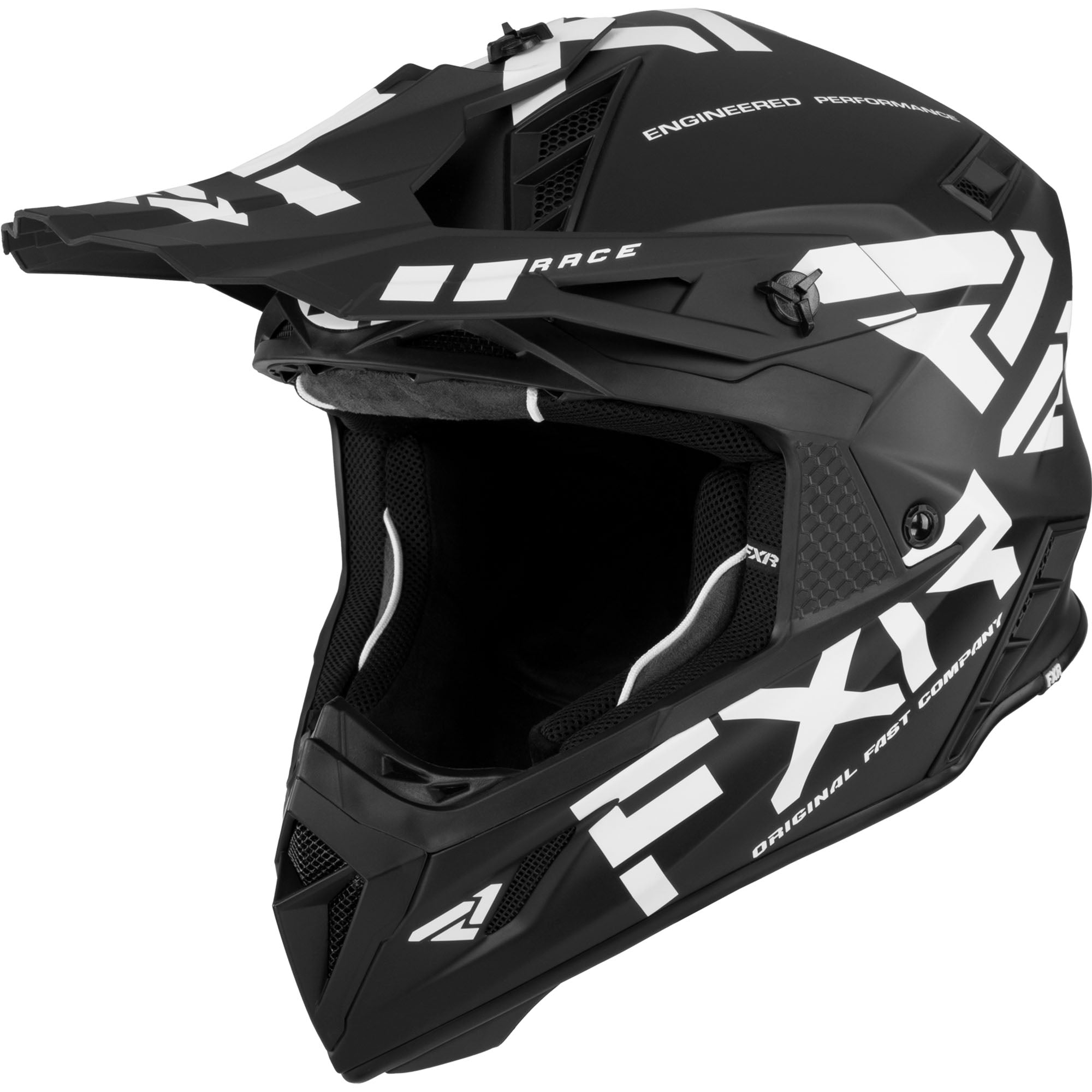 FXR Helium Race Div Helmet w/ D-Ring Black/White Unisex-Adult