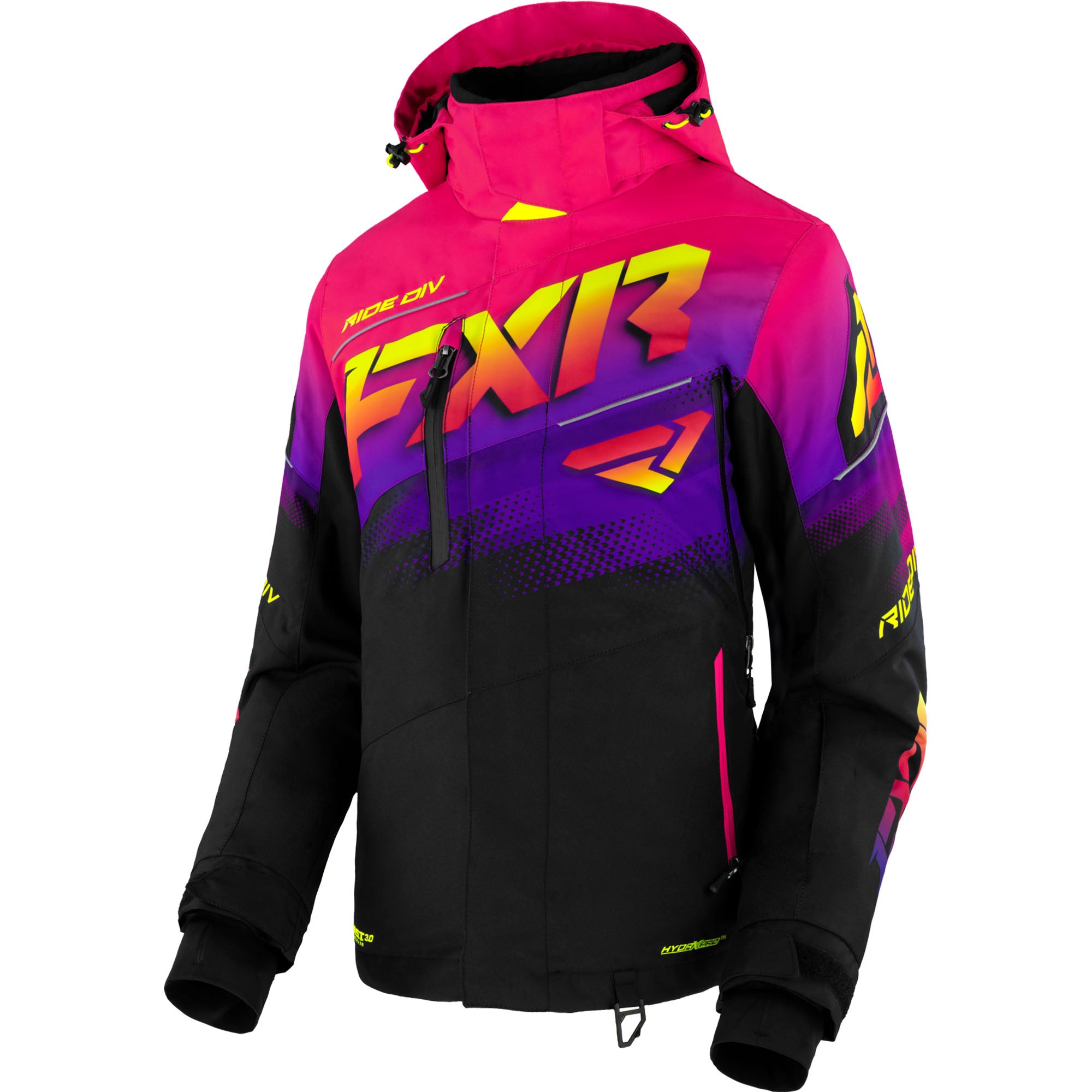 FXR Boost FX Snowmobile Jacket Black/Neon Fusion Womens