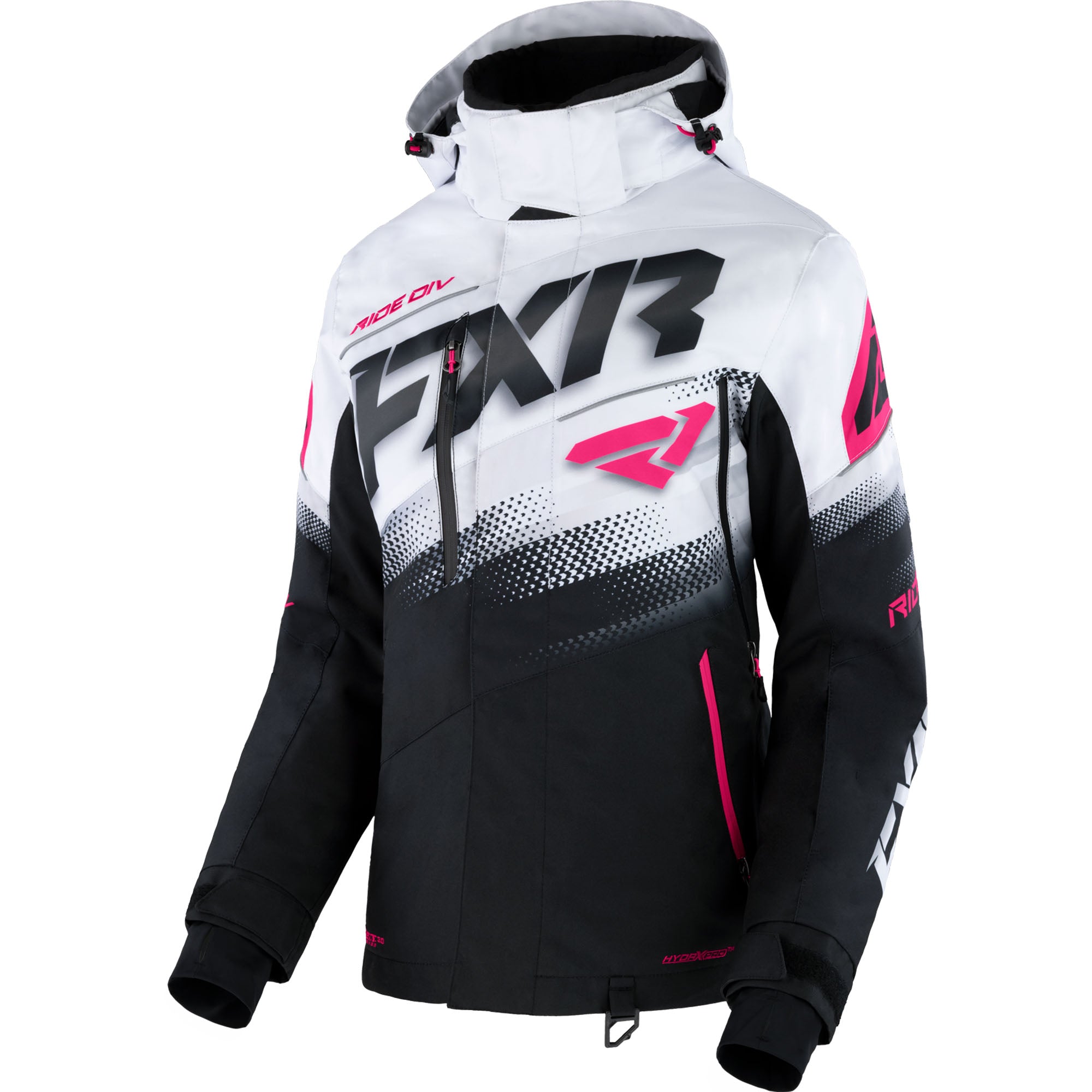 FXR Boost FX Snowmobile Jacket Black/White/Fuchsia Womens
