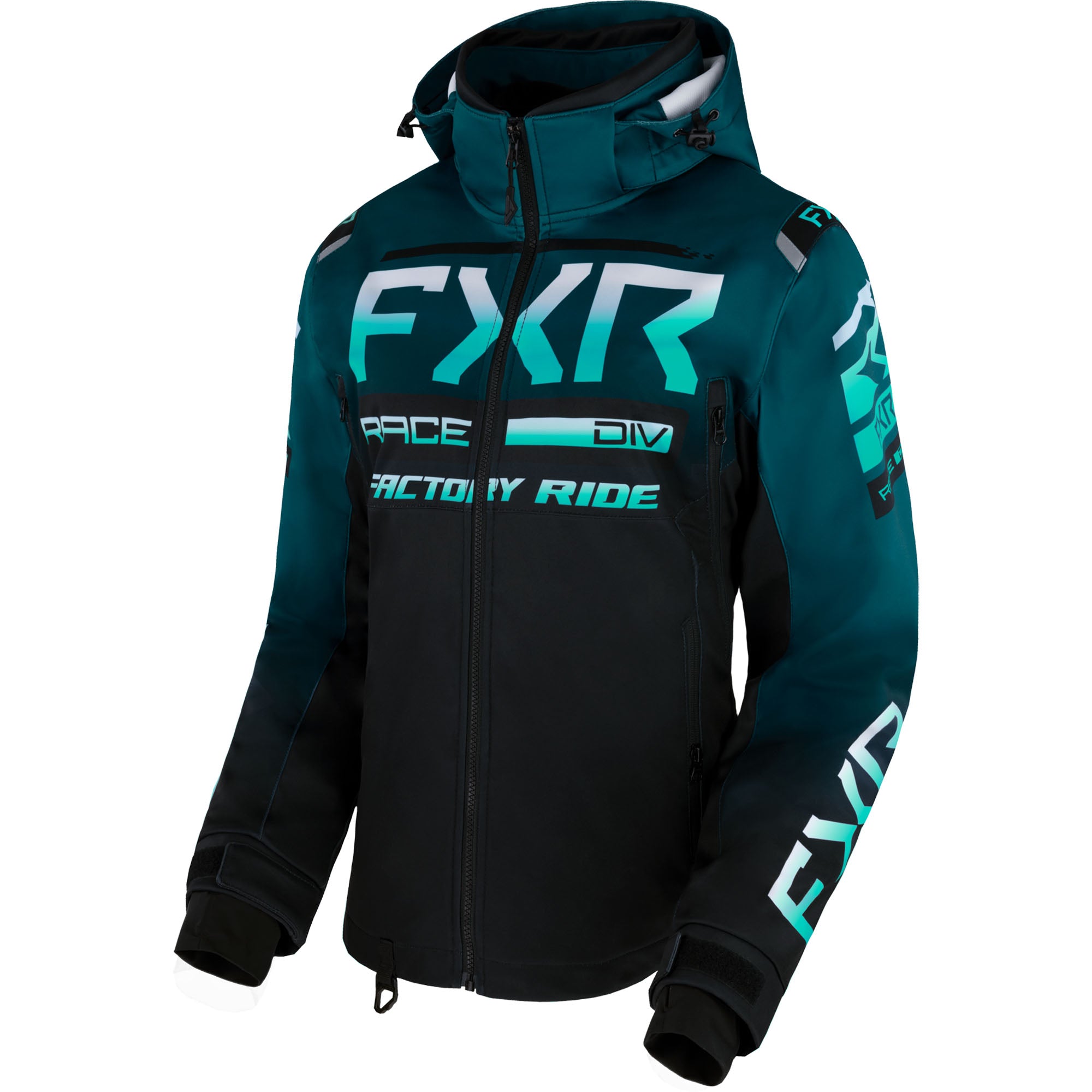 FXR RRX Snowmobile Jacket Black/Ocean/Mint Fade Womens