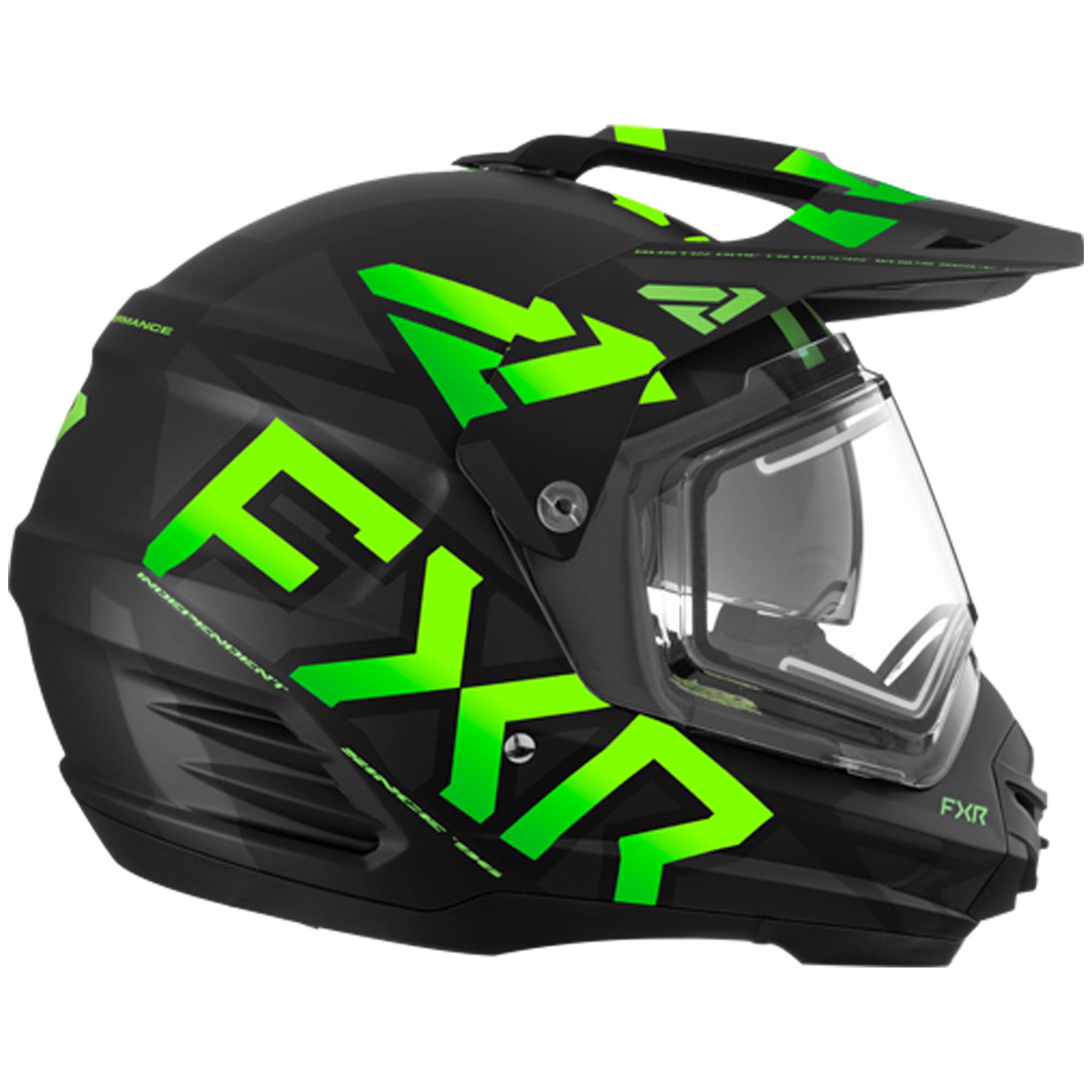 FXR  Torque X Team Snowmobile Helmet Electric Shield Sun Shade QRS Black Lime - FMVSS 218