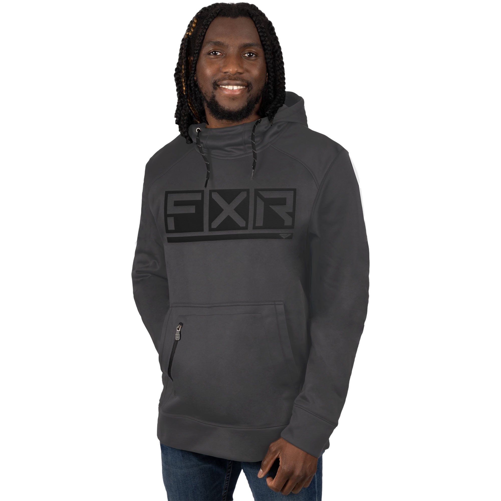 FXR Podium Tech Pullover Hoodie Charcoal/Black Unisex-Adult