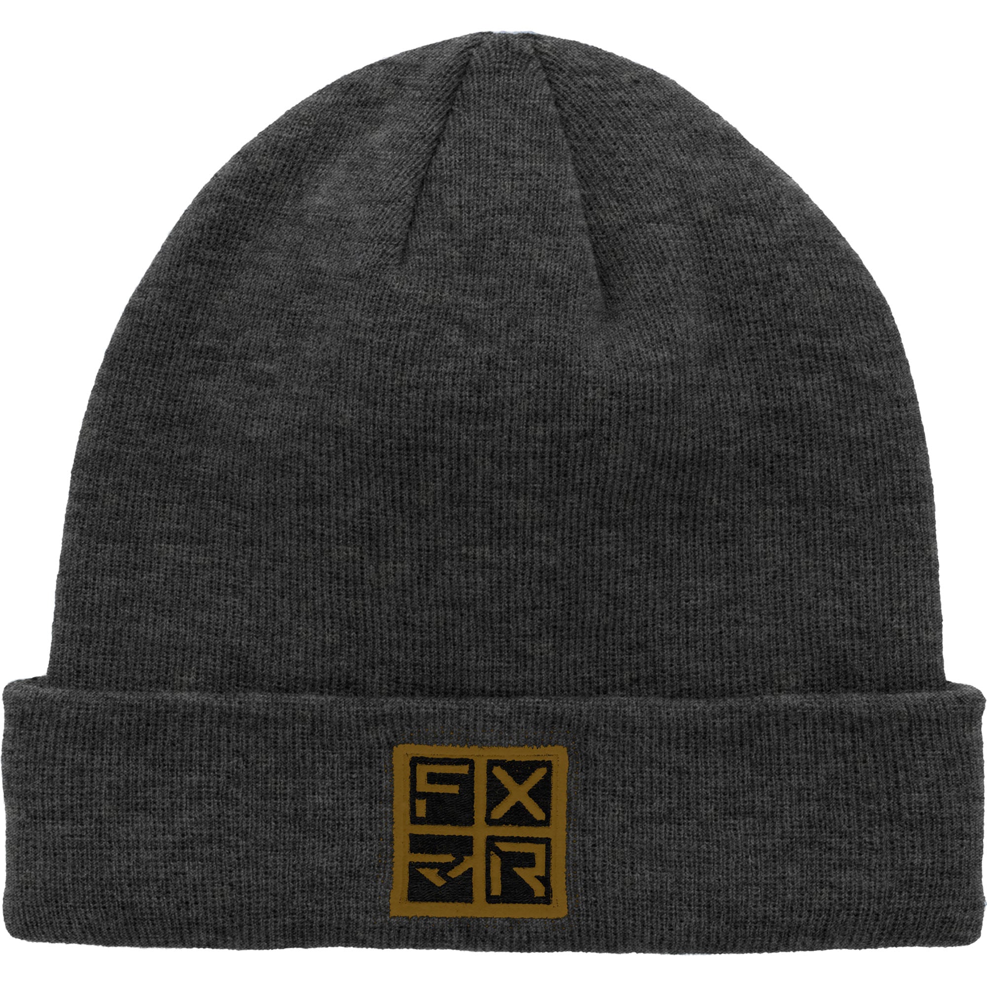 FXR  Youth Task Beanie Classic Skull Fit Fold Up Rib Cuff Synthetic Leather Label