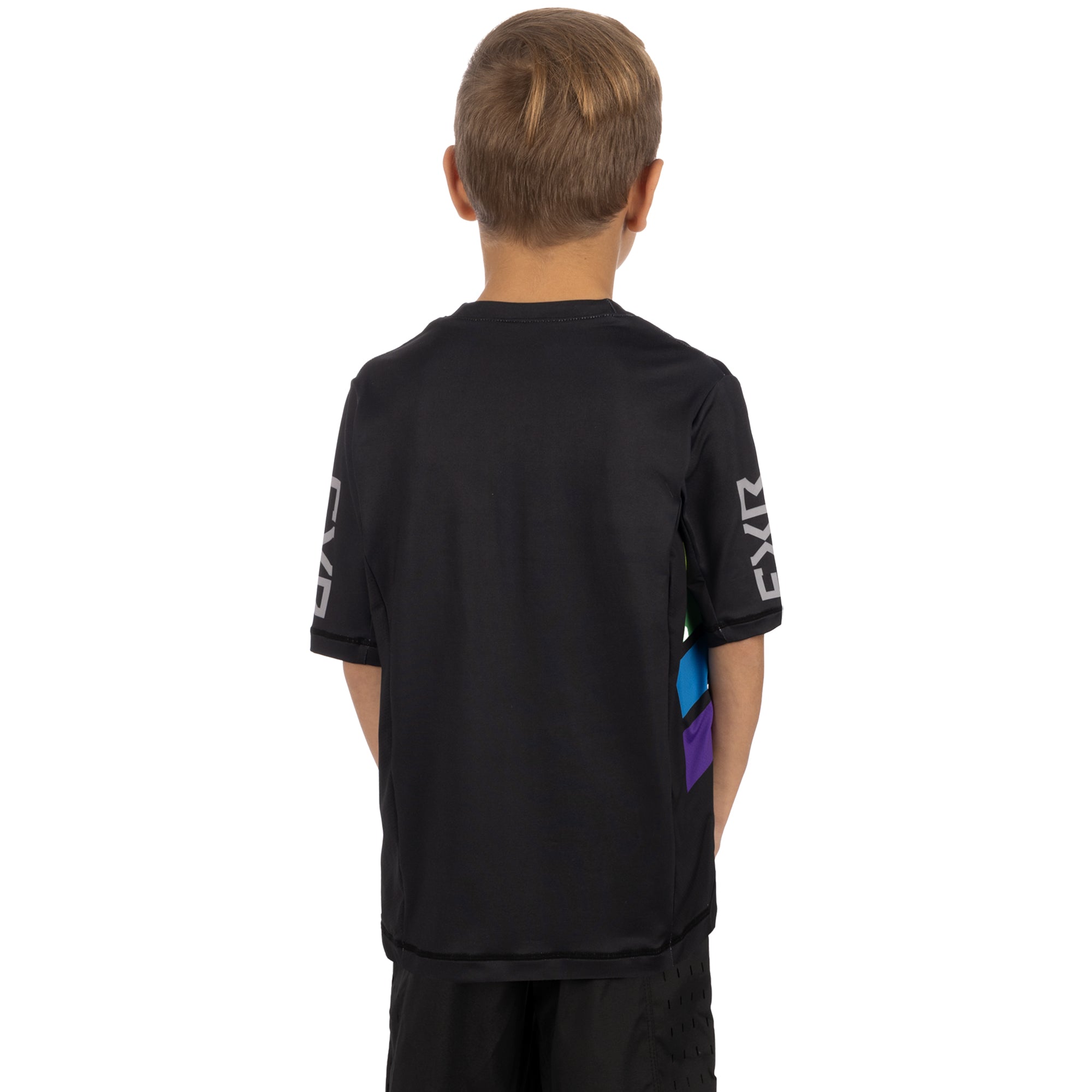 FXR  Boys ProFlex UPF Short Sleeve Jersey T-Shirt Tee Droptail Comfort Black