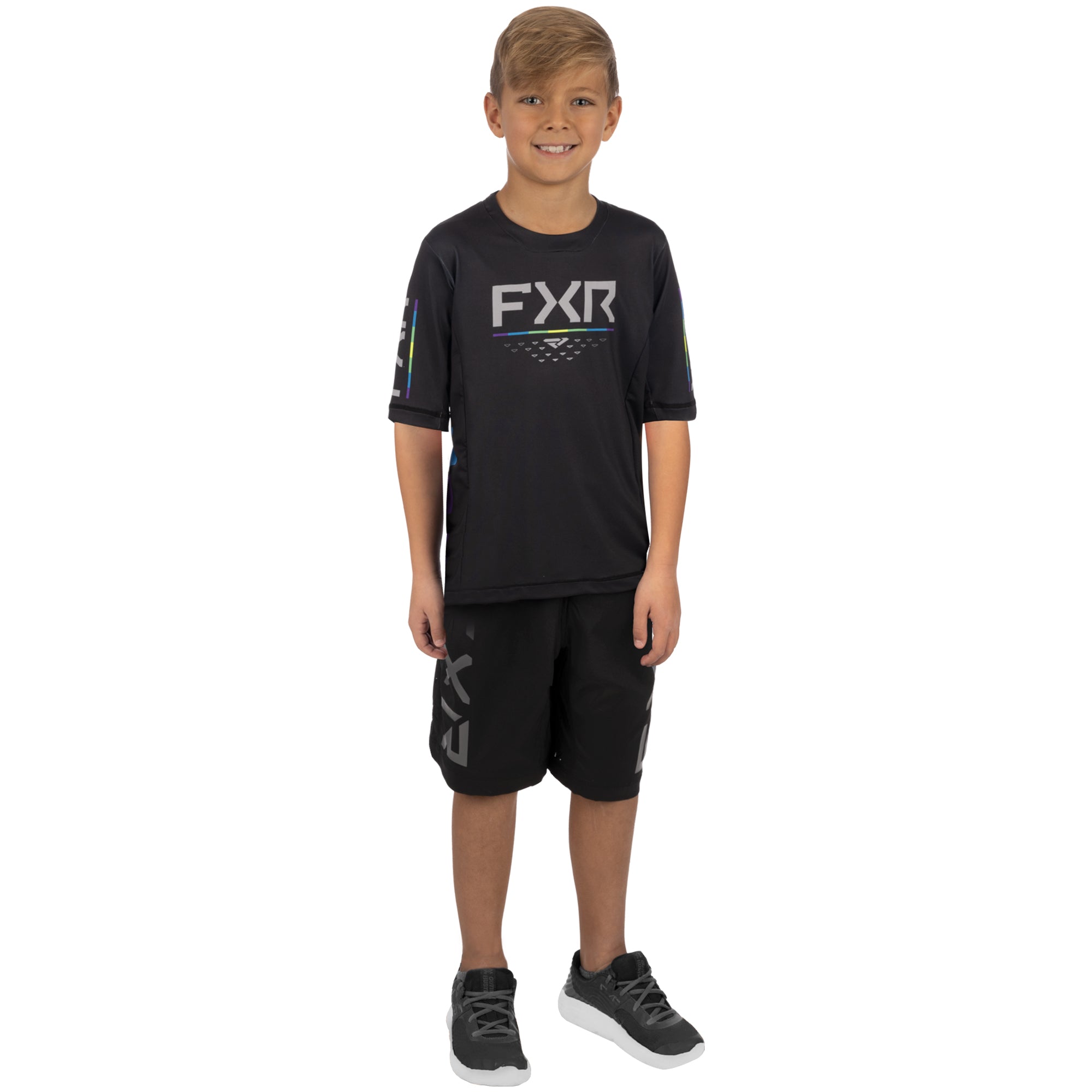 FXR  Boys ProFlex UPF Short Sleeve Jersey T-Shirt Tee Droptail Comfort Black