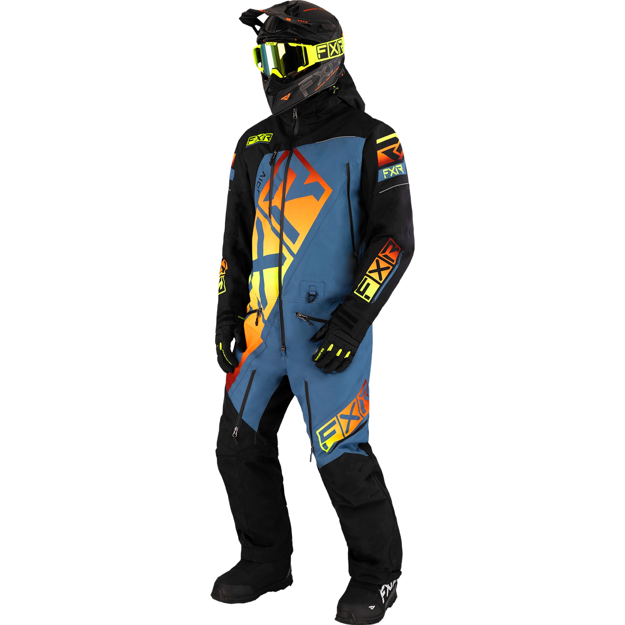 FXR CX Lite Snowmobile Monosuit Black/Steel/Inferno Mens
