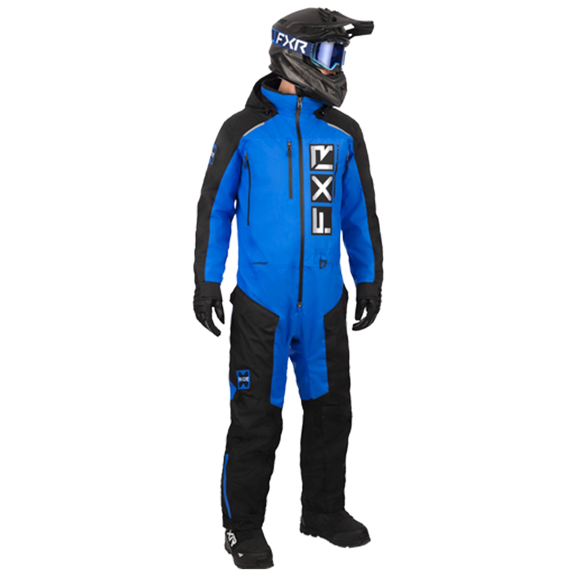 FXR Mens Recruit Lite Snowmobile Monosuit Black/Blue Mens