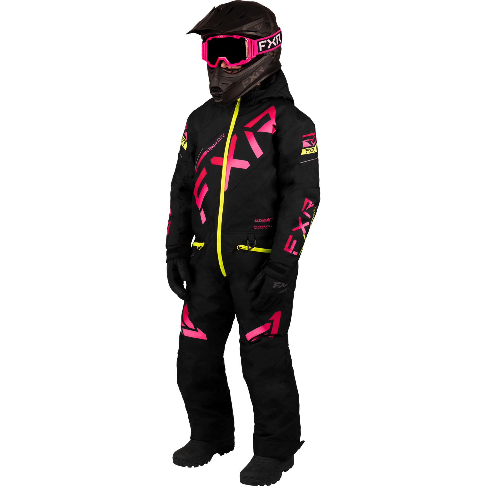 FXR Youth CX Snowmobile Monosuit Black/Raspberry Fade Unisex-Child