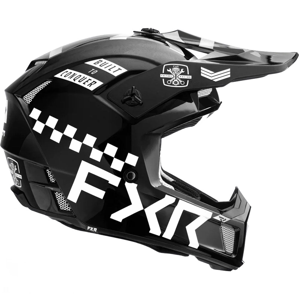 FXR  Clutch Gladiator Helmet Open Face Ventilated Optional Winter Kit Black White - FMVSS