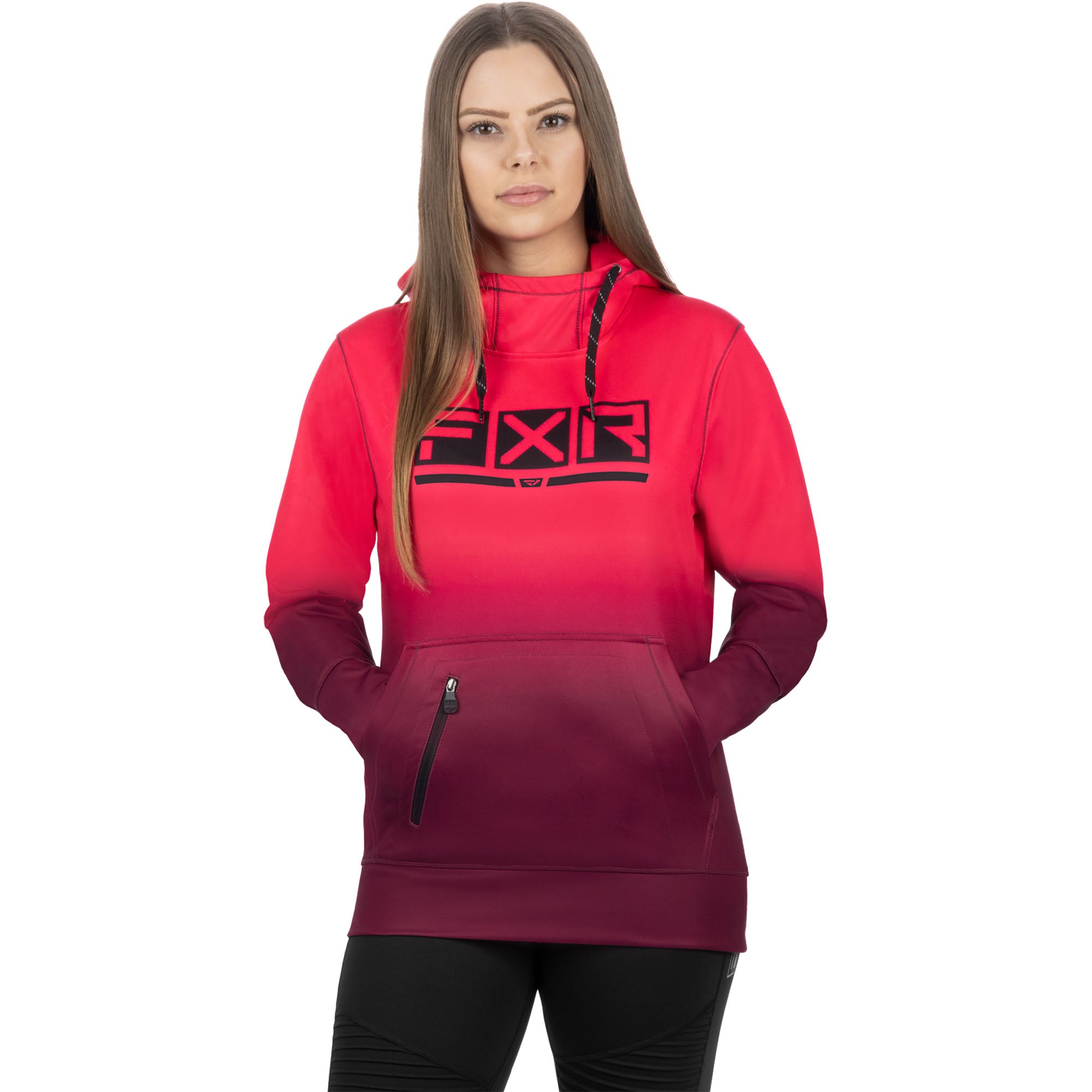 FXR Podium Tech Pullover Hoodie Razz-Merlot Fade Womens