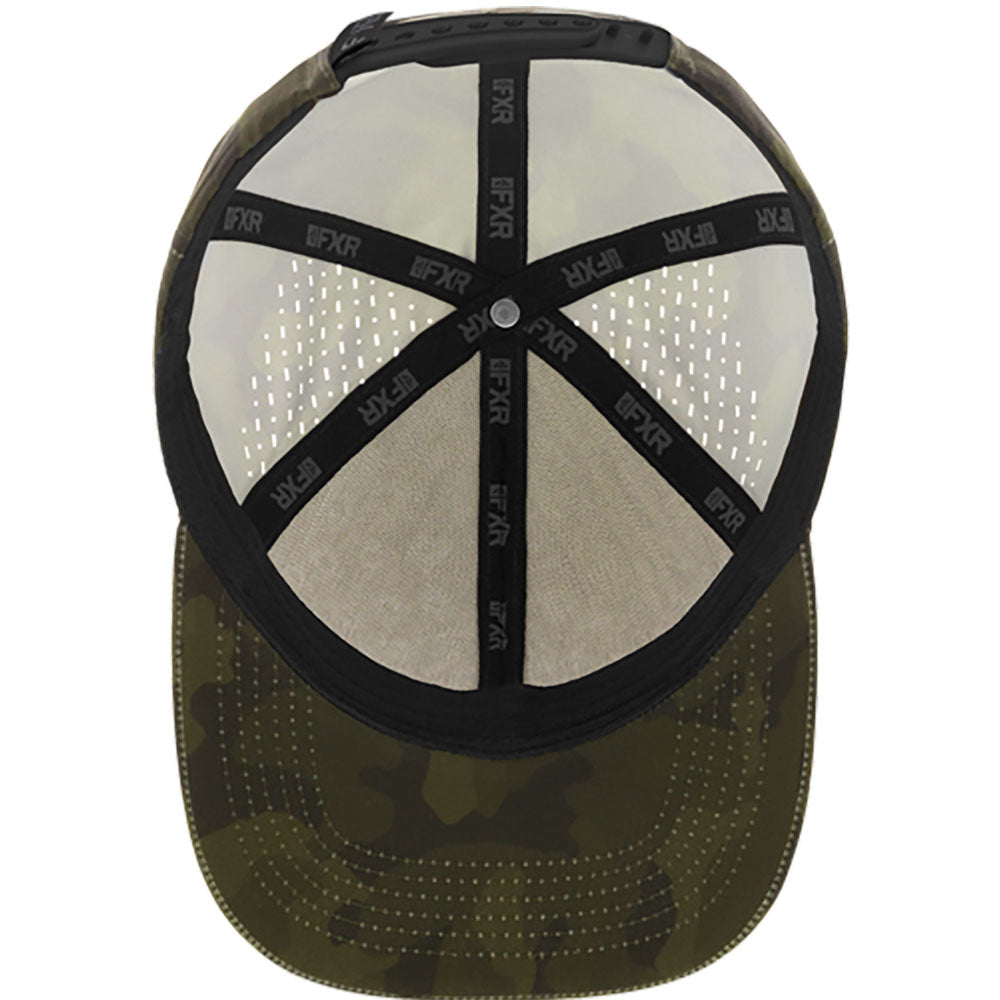 FXR  UPF Pro Series Hat Snap Back Sunshield UV Protection Vented Army Camo Black