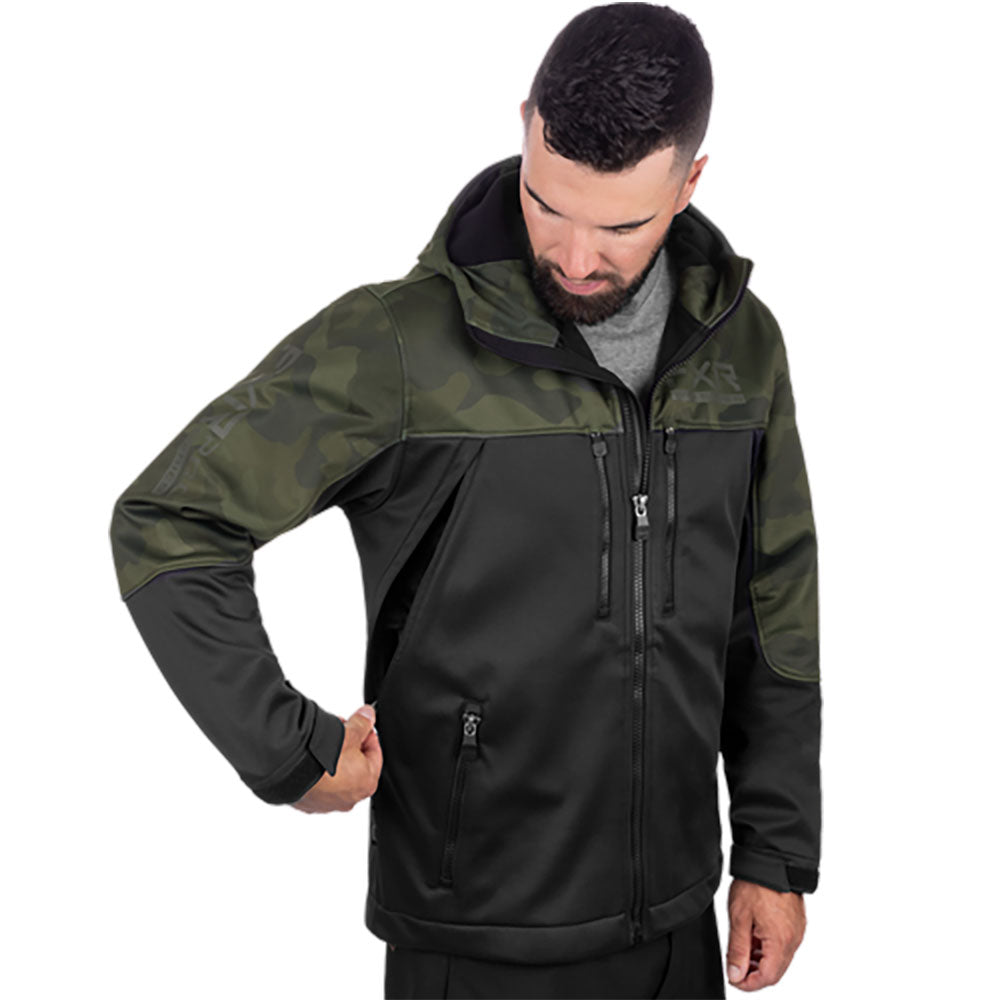FXR  Mens Pro Softshell Jacket Fleece Waterproof Hydrx Black Army Camo