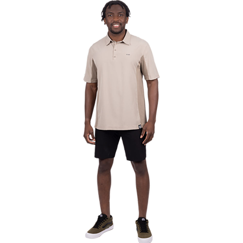 FXR  Mens Breeze Performance UPF Polo Shirt Lightweight Soft UV Protection Stone