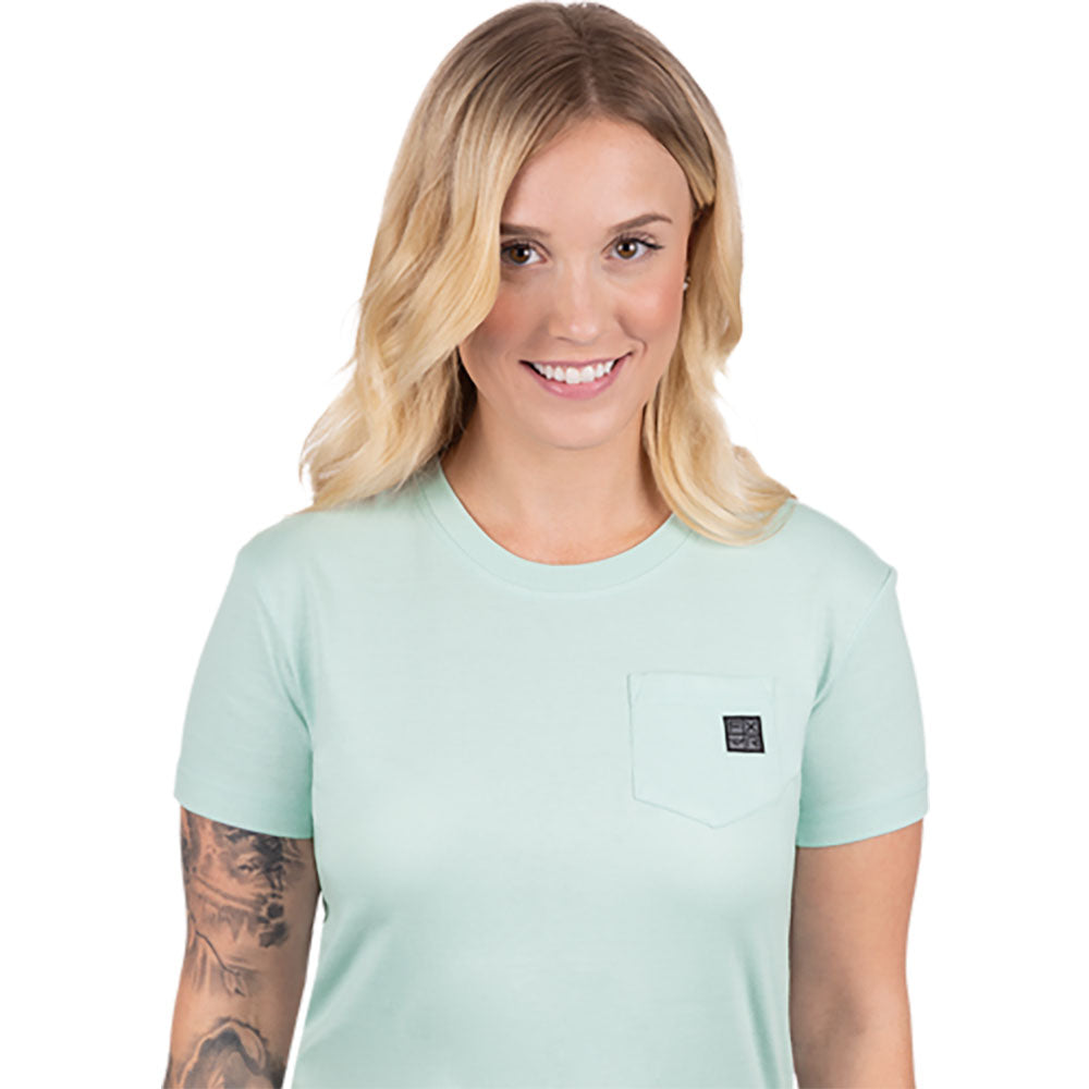 FXR  Womens Work Pocket Premium T-Shirt Tee Soft Woven Logo Light Sage