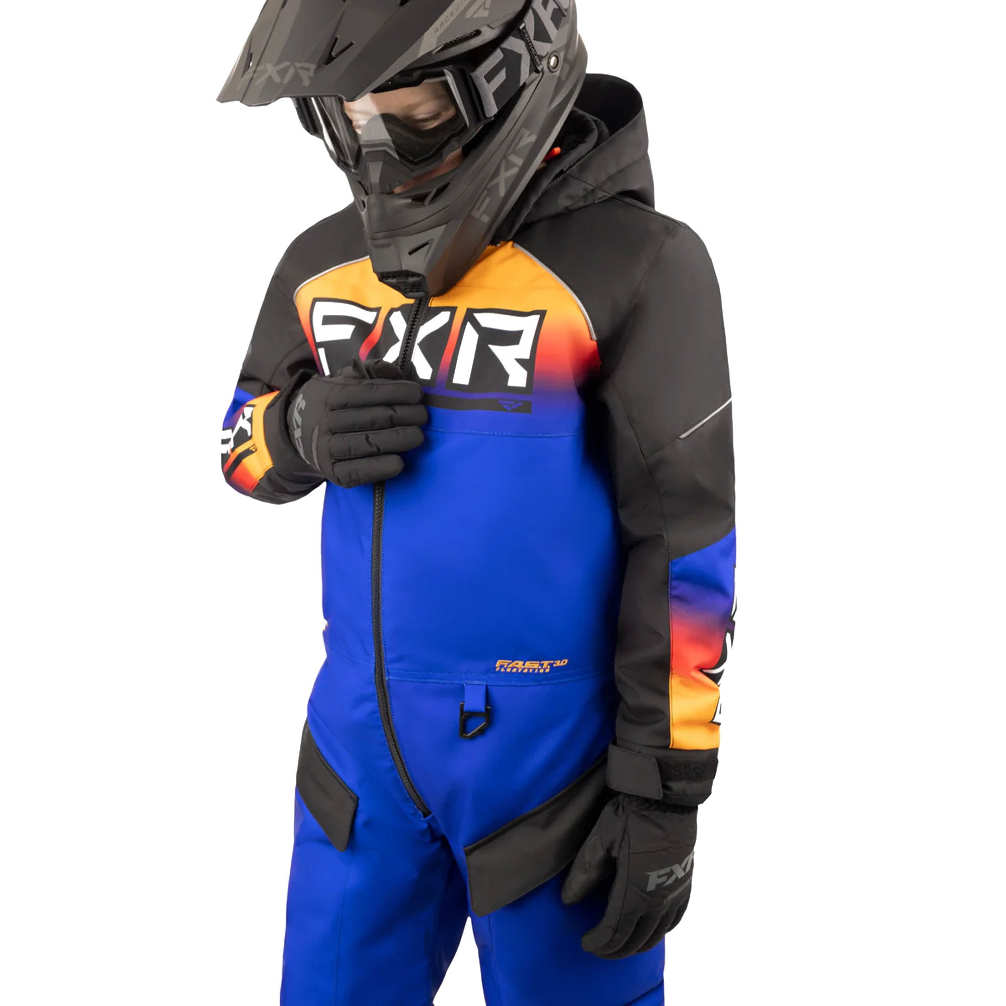 FXR  Child Recruit Snowmobile Monosuit HydrX Fast 3.0 Thermal Flex Black Anodized