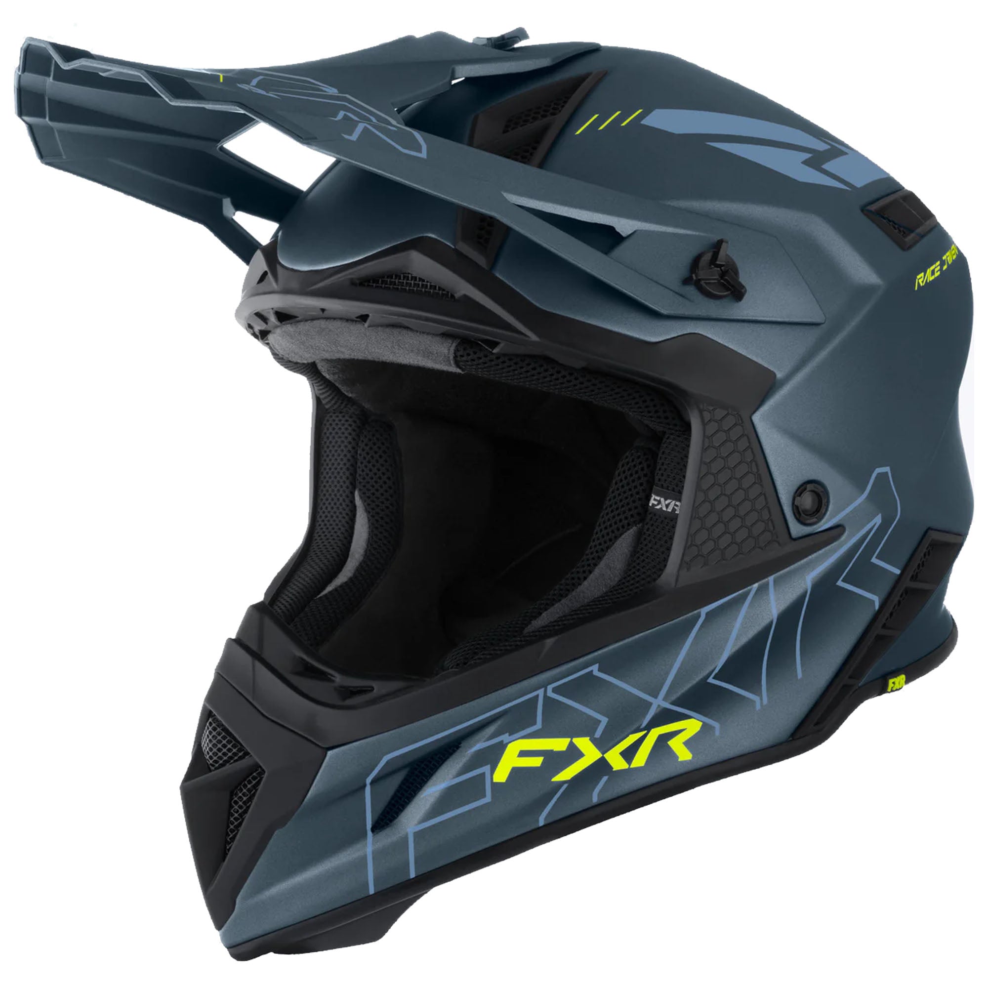FXR  Helium Prime Helmet Lightweight Quick-Release Fiberglass Dark Steel HiVis FMVSS 218