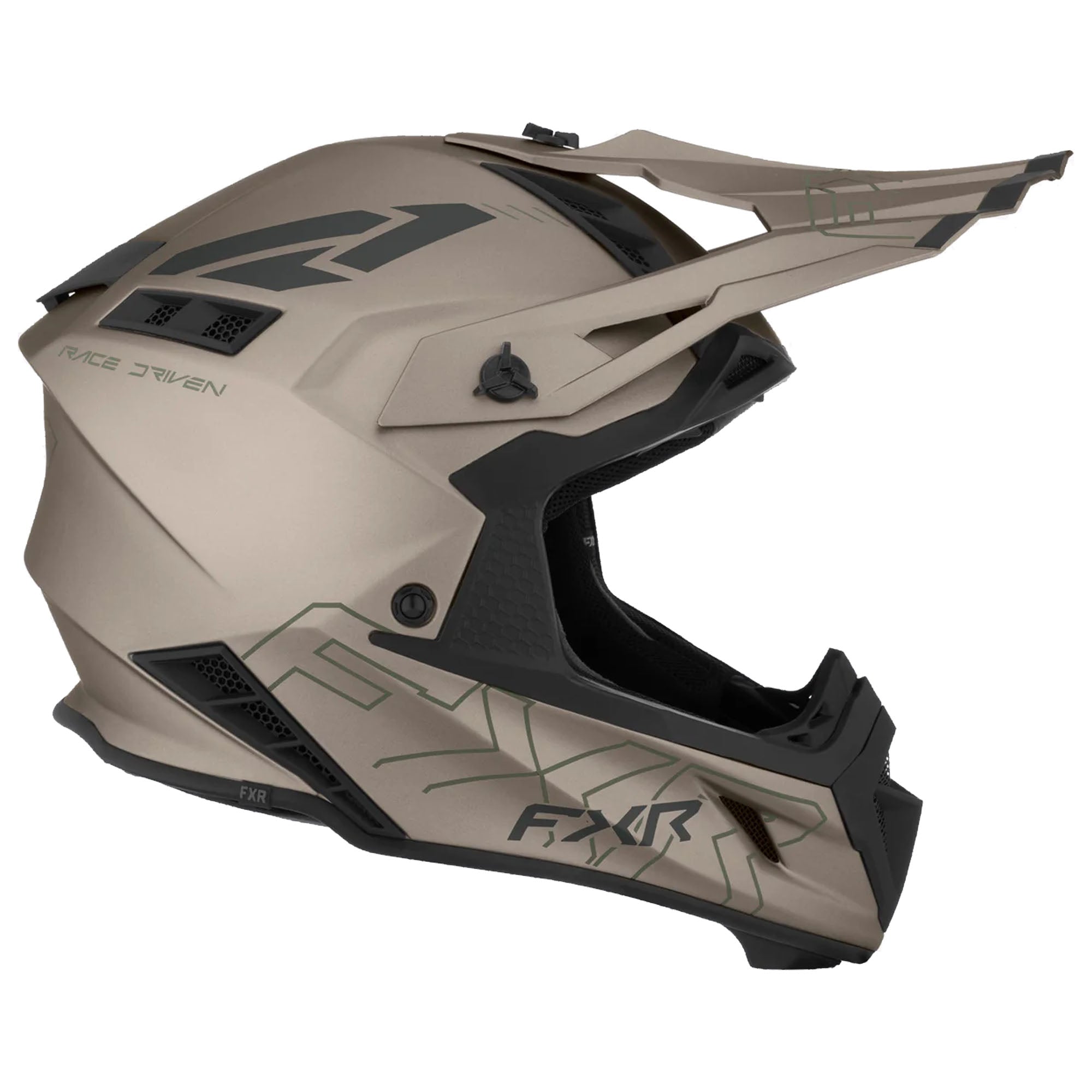 FXR  Helium Prime Helmet Lightweight Quick-Release Fiberglass Stone Army FMVSS 218