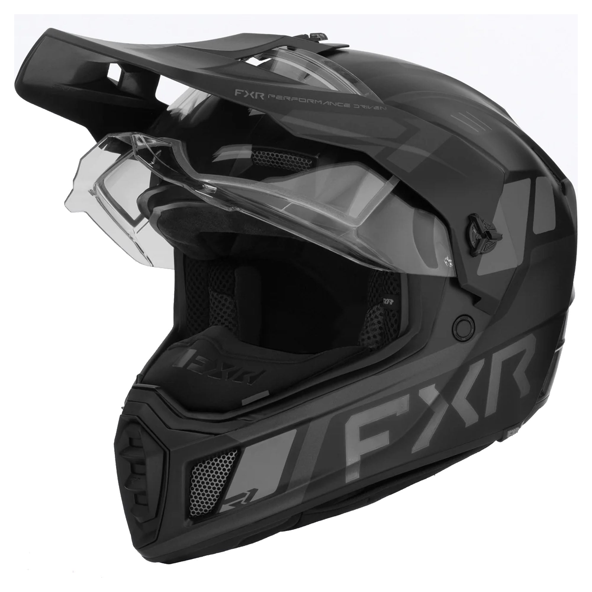 FXR  Clutch X Helmet w Dual Shield Lightweight Quick-Release Vented Black Ops FMVSS 218